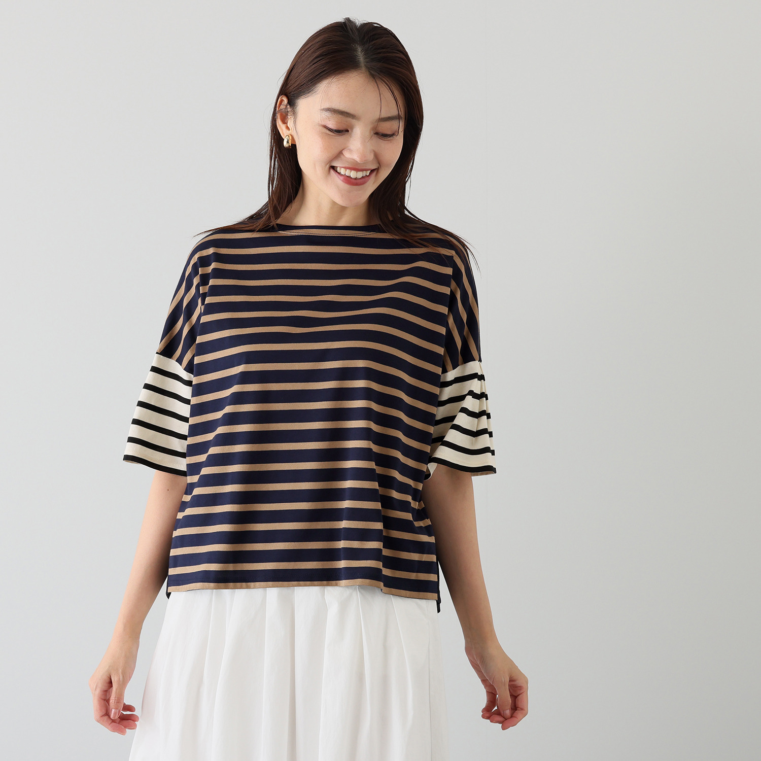 ポンデシャロン 日本製 クレイジーボーダー Ｔシャツ