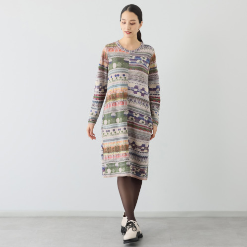 エム　アンド　キョウコ　ジャガード　ニットワンピース