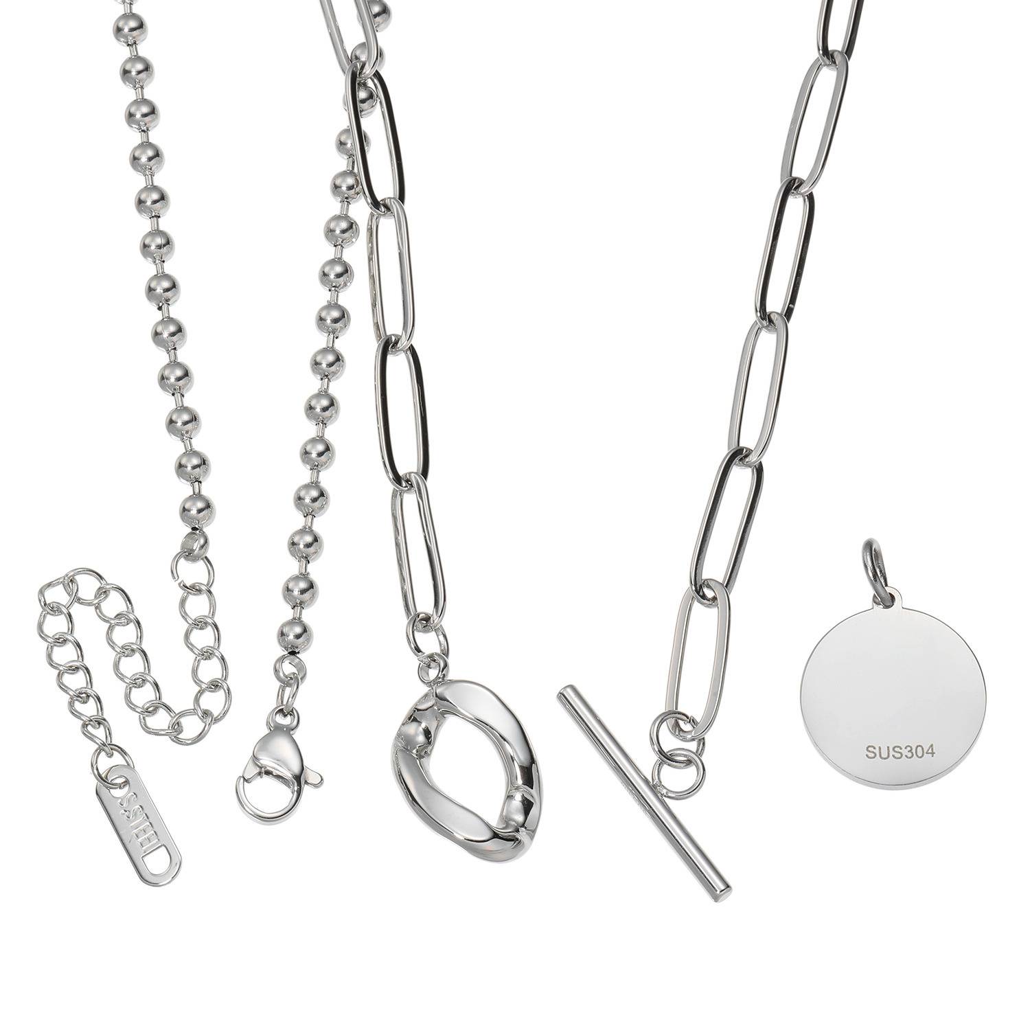 ステロ ステンレス ネックレス＆ ペンダントトップ コーディネイト３点セット