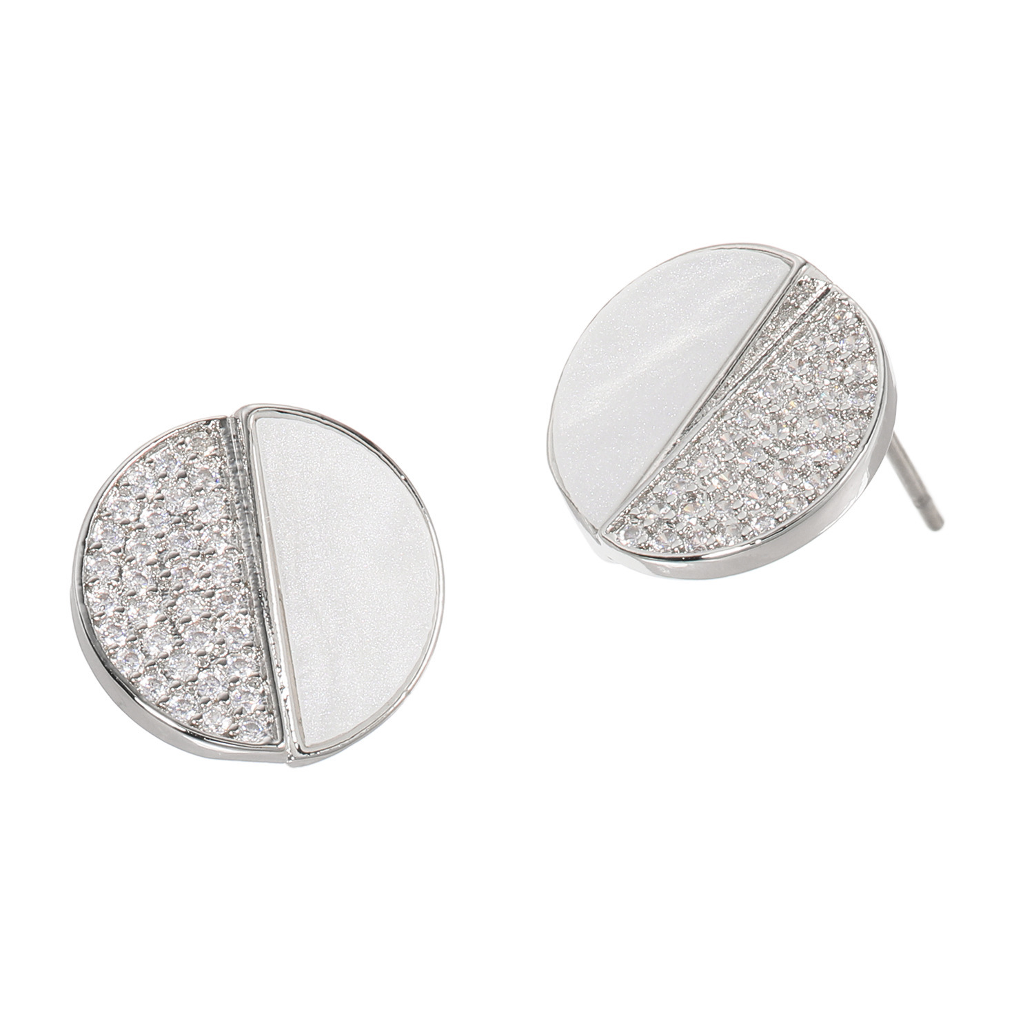 マイビジュー ＣＺ＆ ホワイトシェル風デザイン パヴェピアス