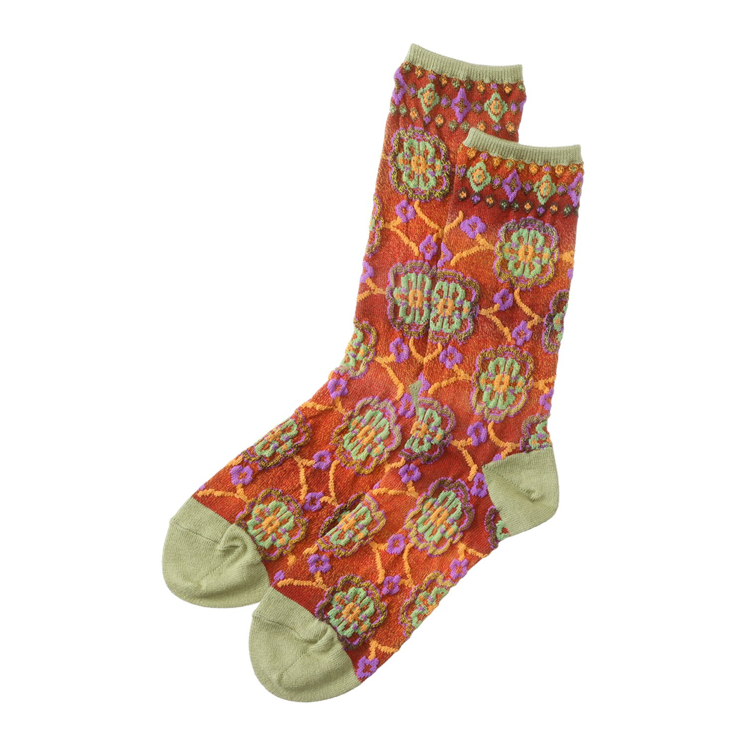 エム　アンド　キョウコ タイル柄 ミドルゲージソックス