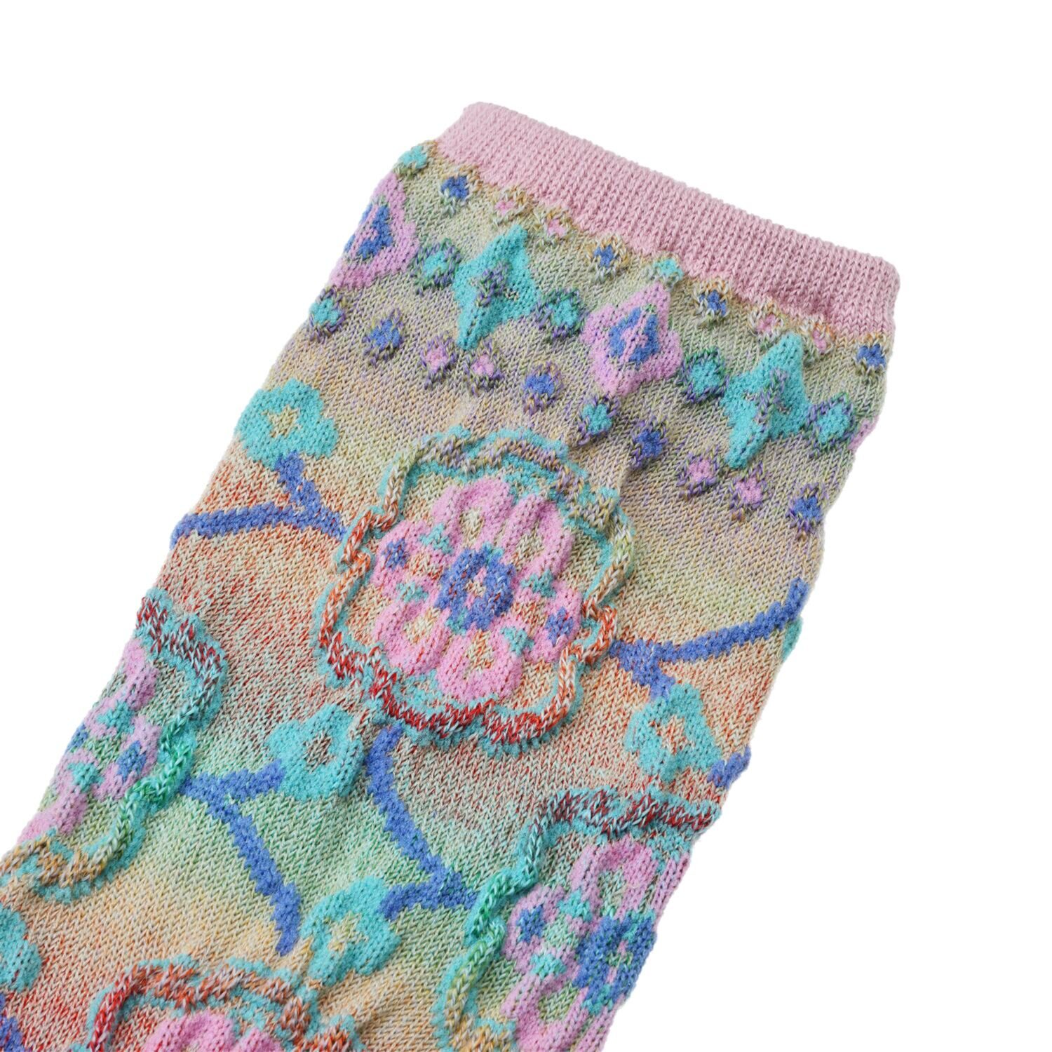 エム　アンド　キョウコ タイル柄 ミドルゲージソックス