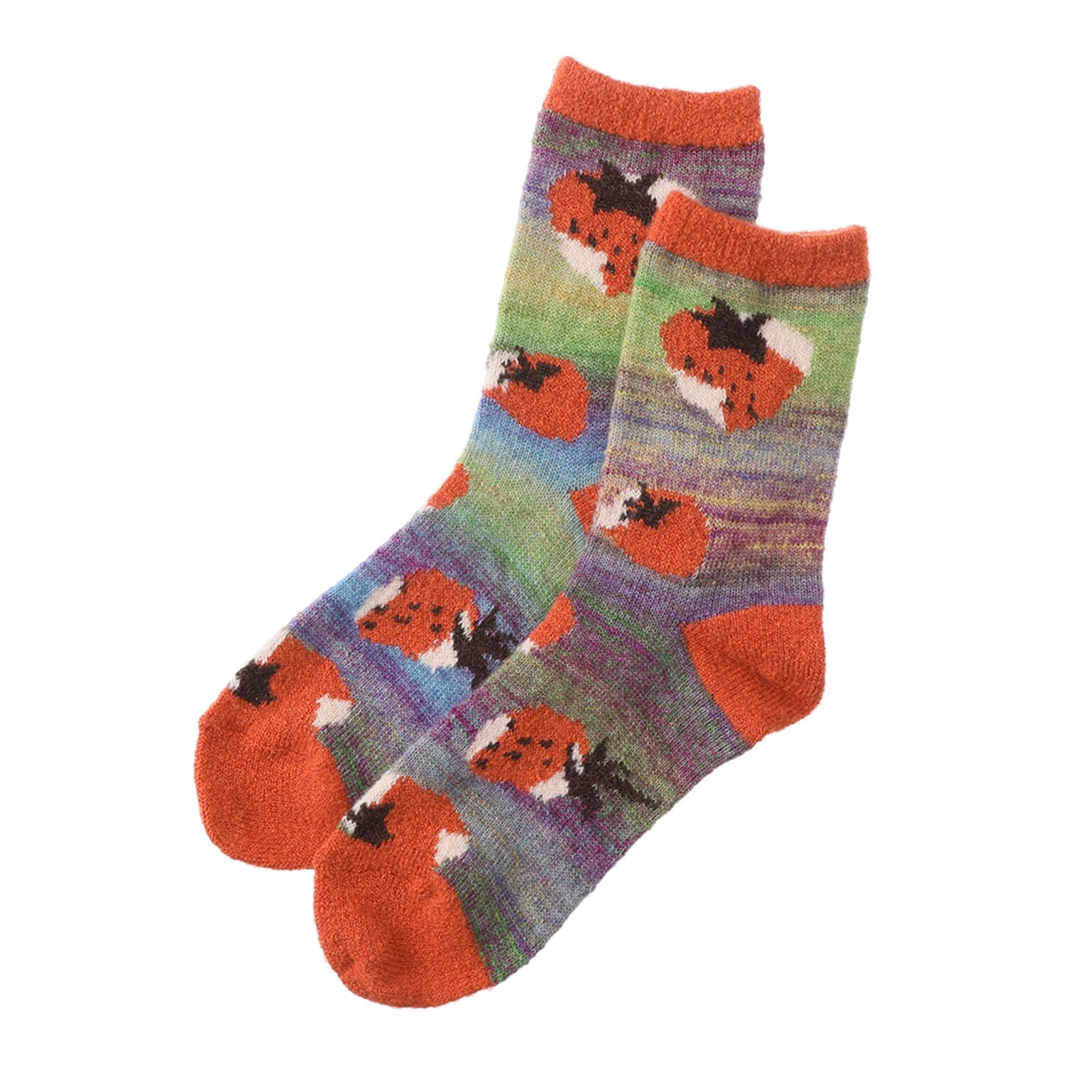 エム　アンド　キョウコ いちご柄 ローゲージソックス