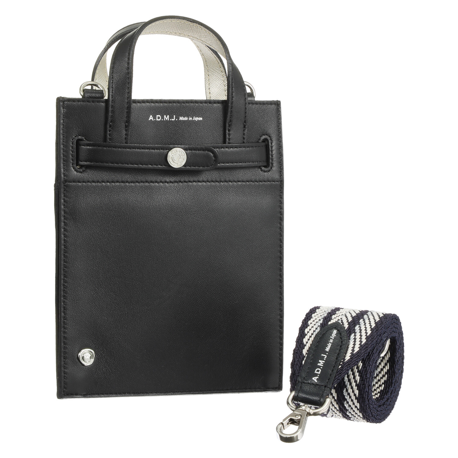 エーディーエムジェイ イタリアンラムレザー ストラップ付 モバイルポーチ