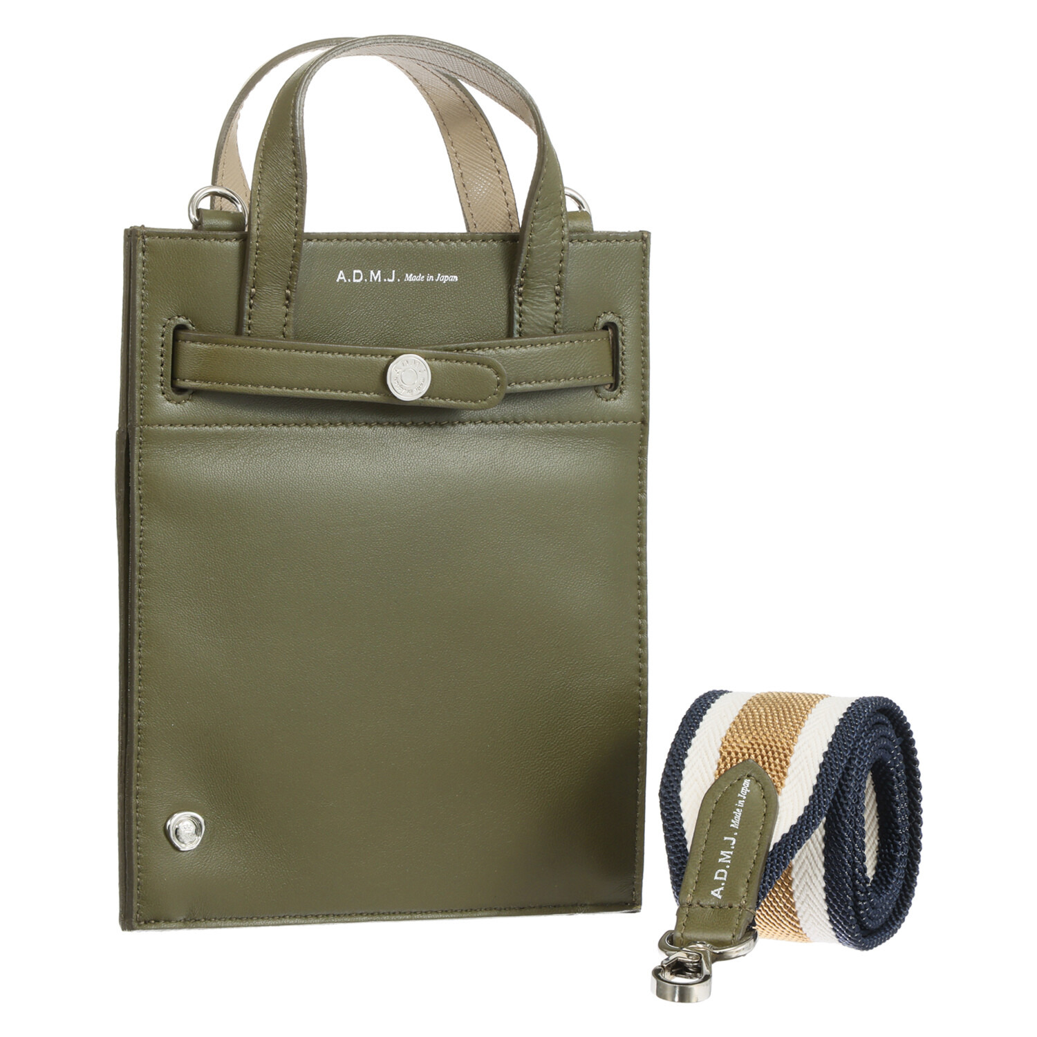 エーディーエムジェイ イタリアンラムレザー ストラップ付 モバイルポーチ