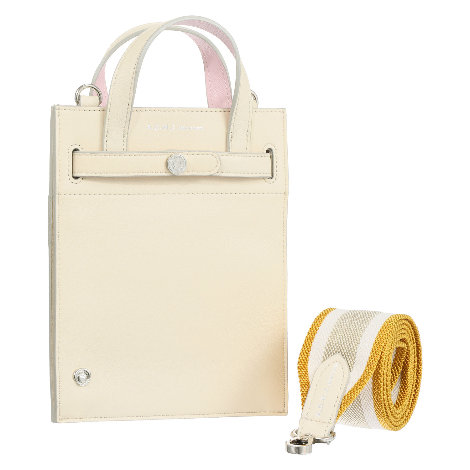 エーディーエムジェイ イタリアンラムレザー ストラップ付 モバイルポーチ