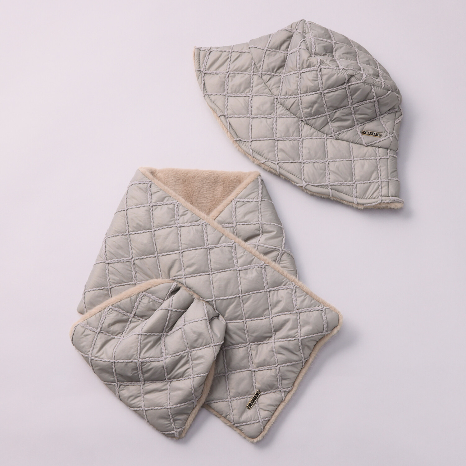 アッピア あったかキルティング ハット＆マフラーセット