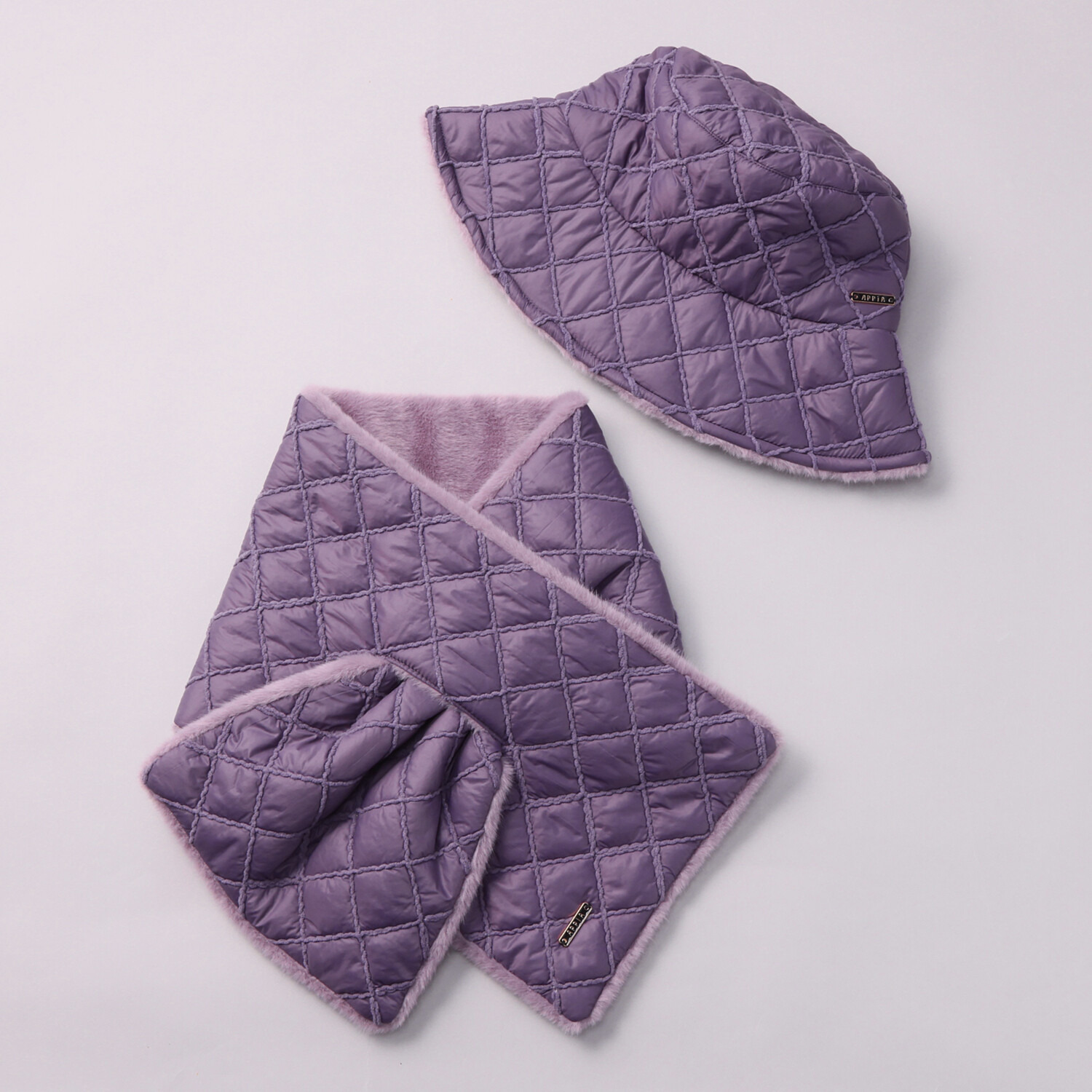 アッピア あったかキルティング ハット＆マフラーセット