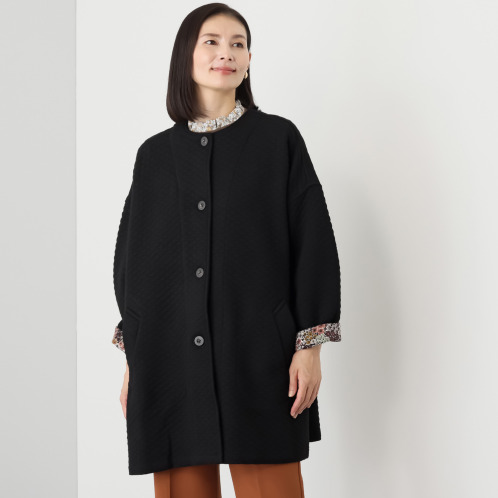 ソソット 綿混キルト リバティプリント アクセント ノーカラーコート ソソット 綿混キルト リバティプリント アクセント ノーカラーコート