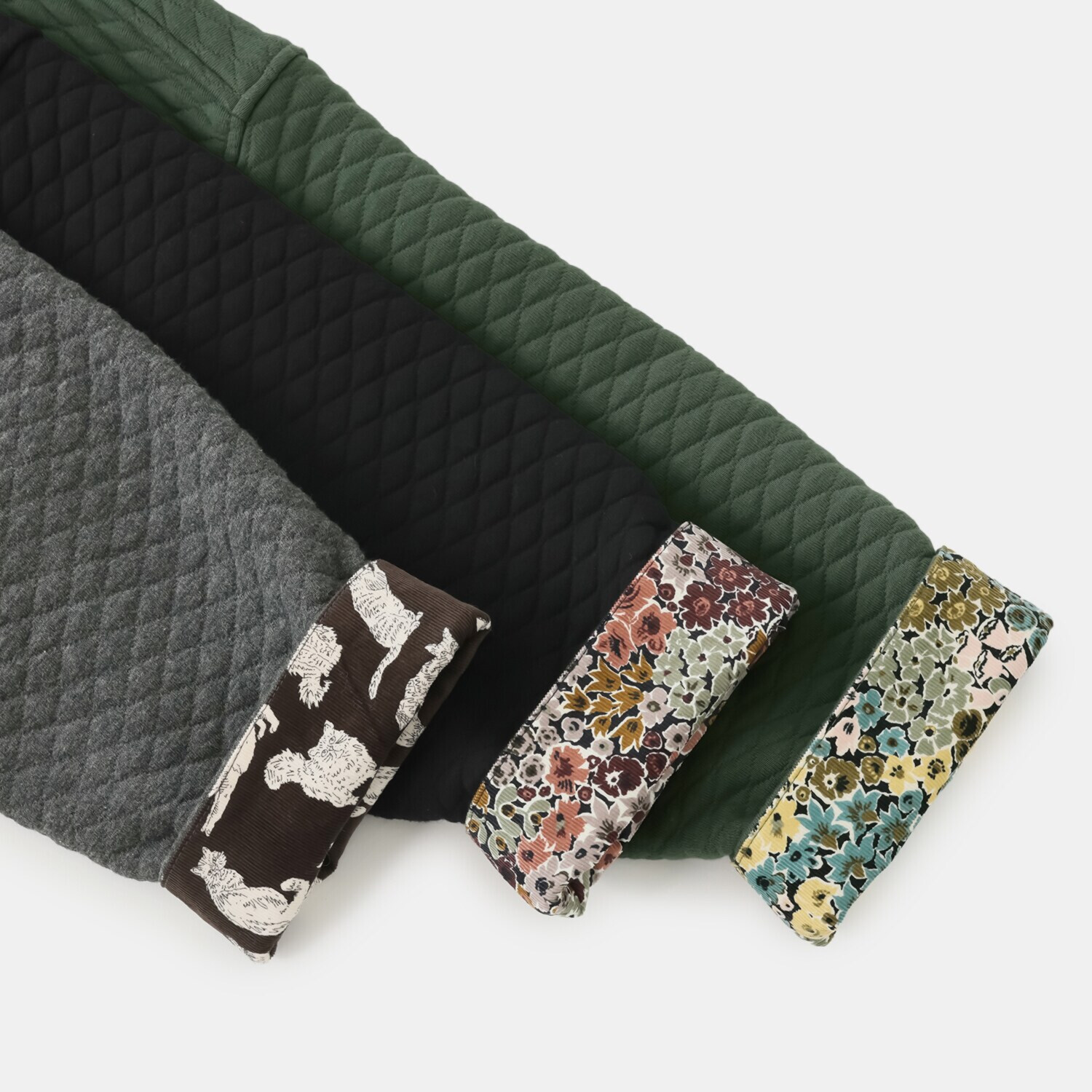 ソソット 綿混キルト リバティプリント アクセント ノーカラーコート