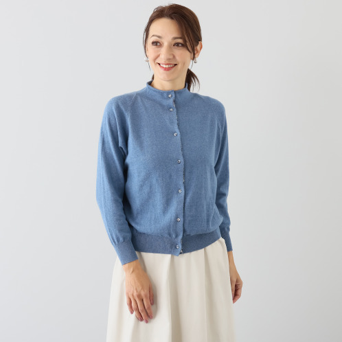 ソソット コットンカシミヤ リバティプリント ボトルネックカーディガン ソソット コットンカシミヤ リバティプリント ボトルネックカーディガン