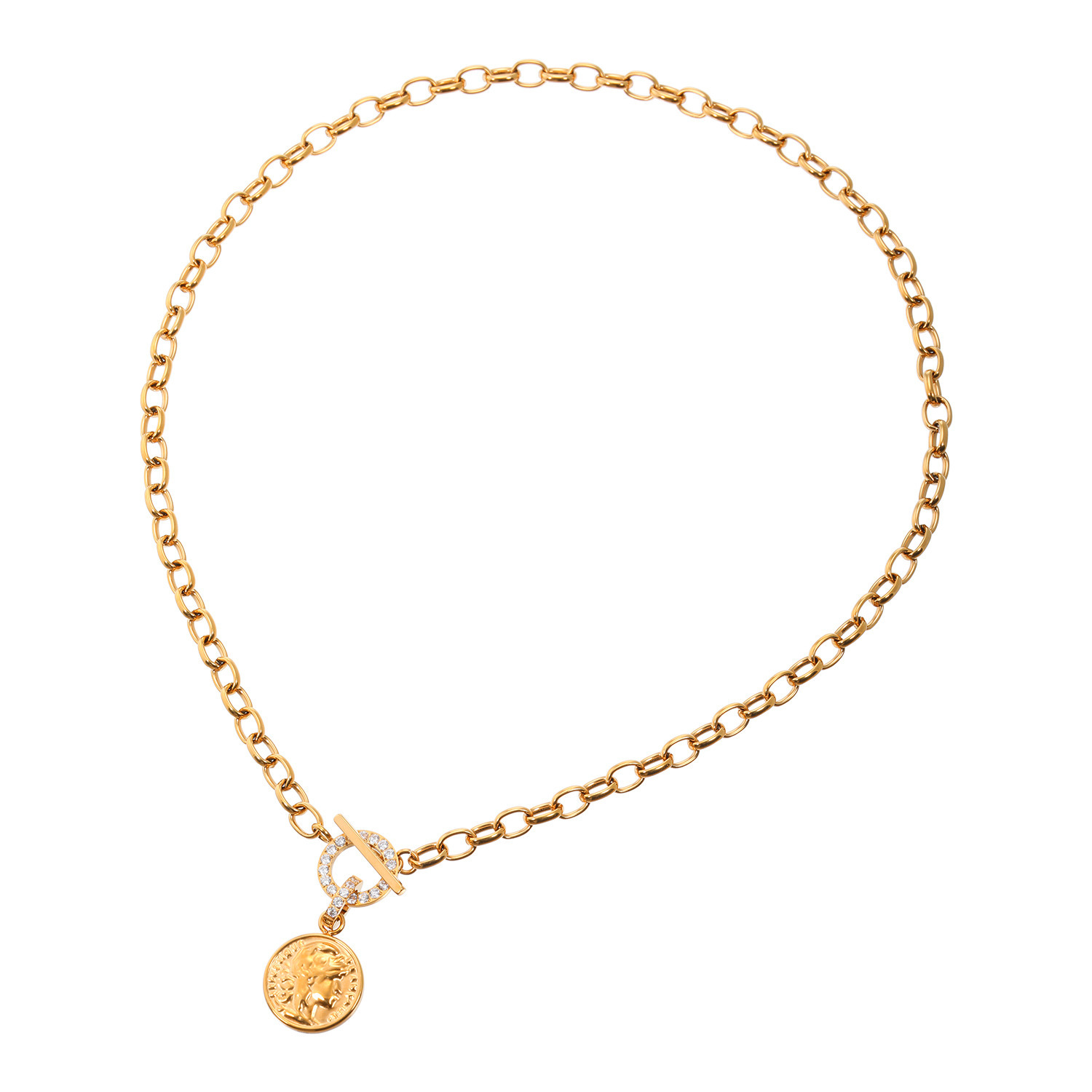 ラフィナリスタ サージカルステンレス ＣＺトグル＆バー チャンキーチェーン ネックレス＆ ペンダントトップ