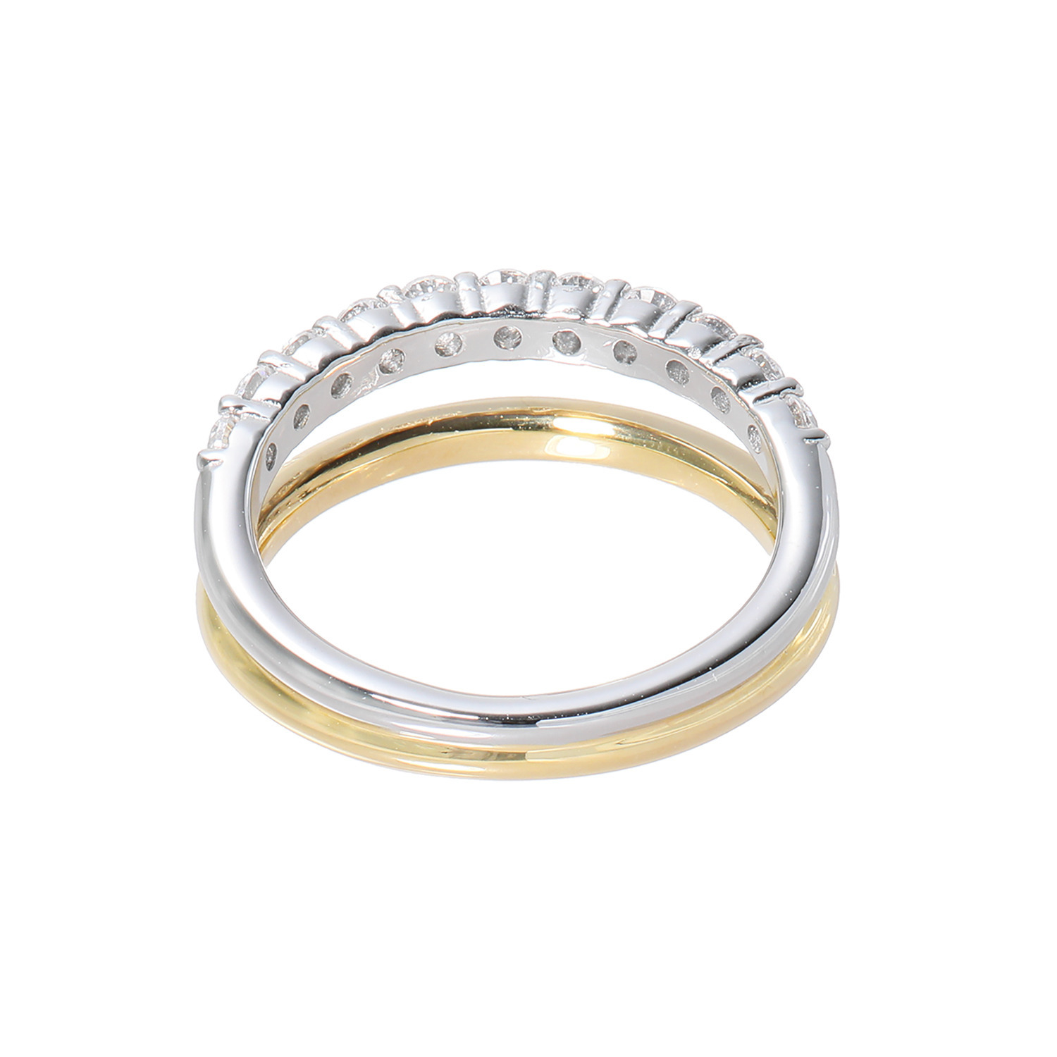 デルークス サージカルステンレス ＣＺ ツートーンデザイン ２連風ルミナスリング