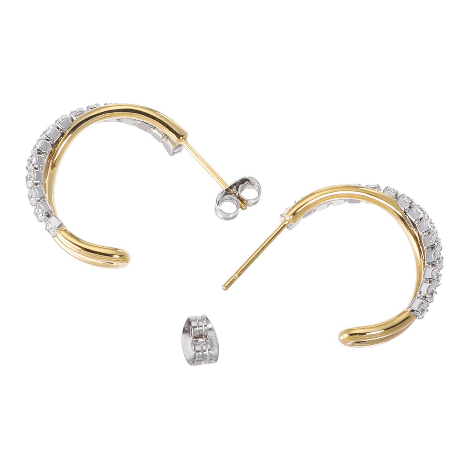 デルークス サージカルステンレス ＣＺ ツートーンデザイン クロスラインピアス