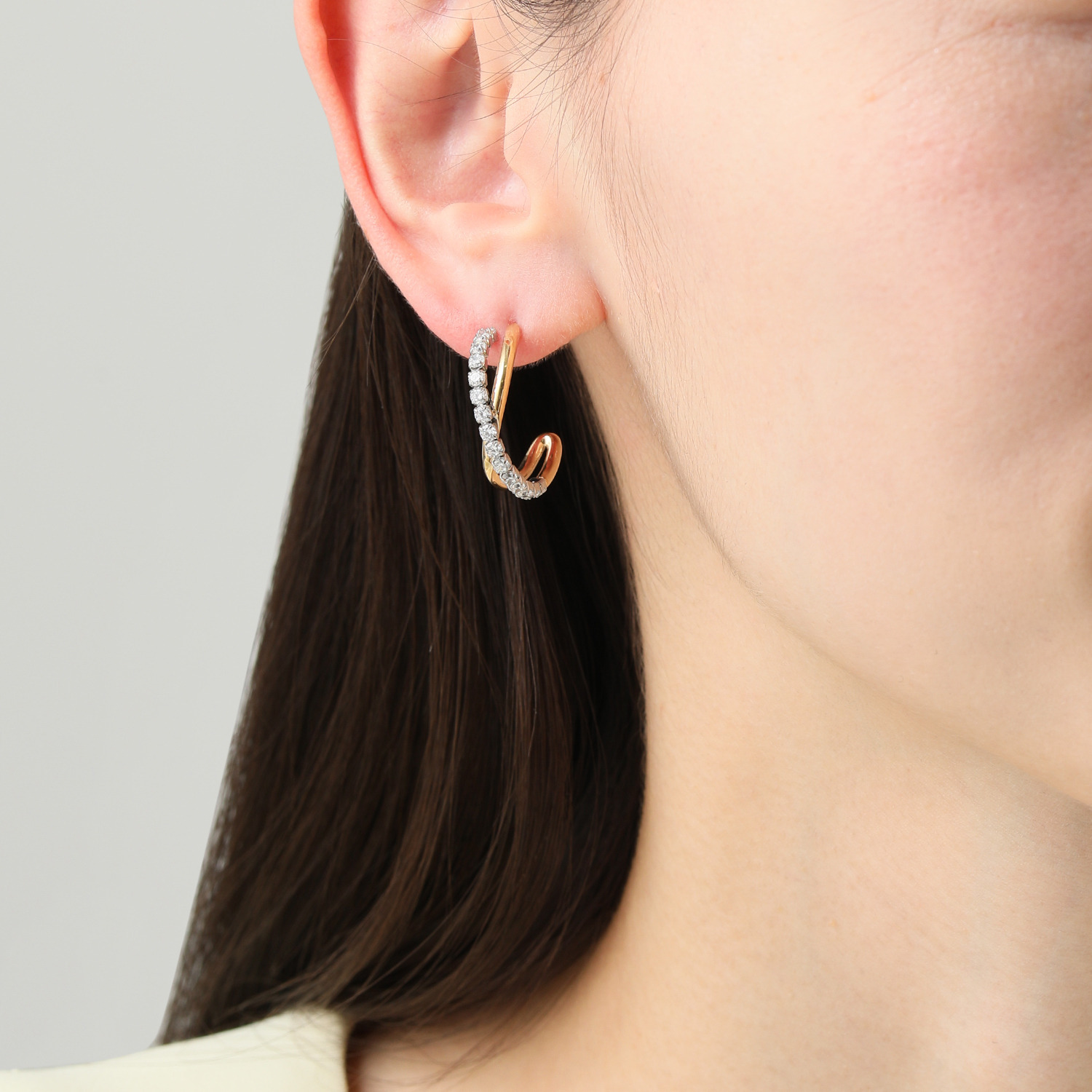 デルークス サージカルステンレス ＣＺ ツートーンデザイン クロスラインピアス