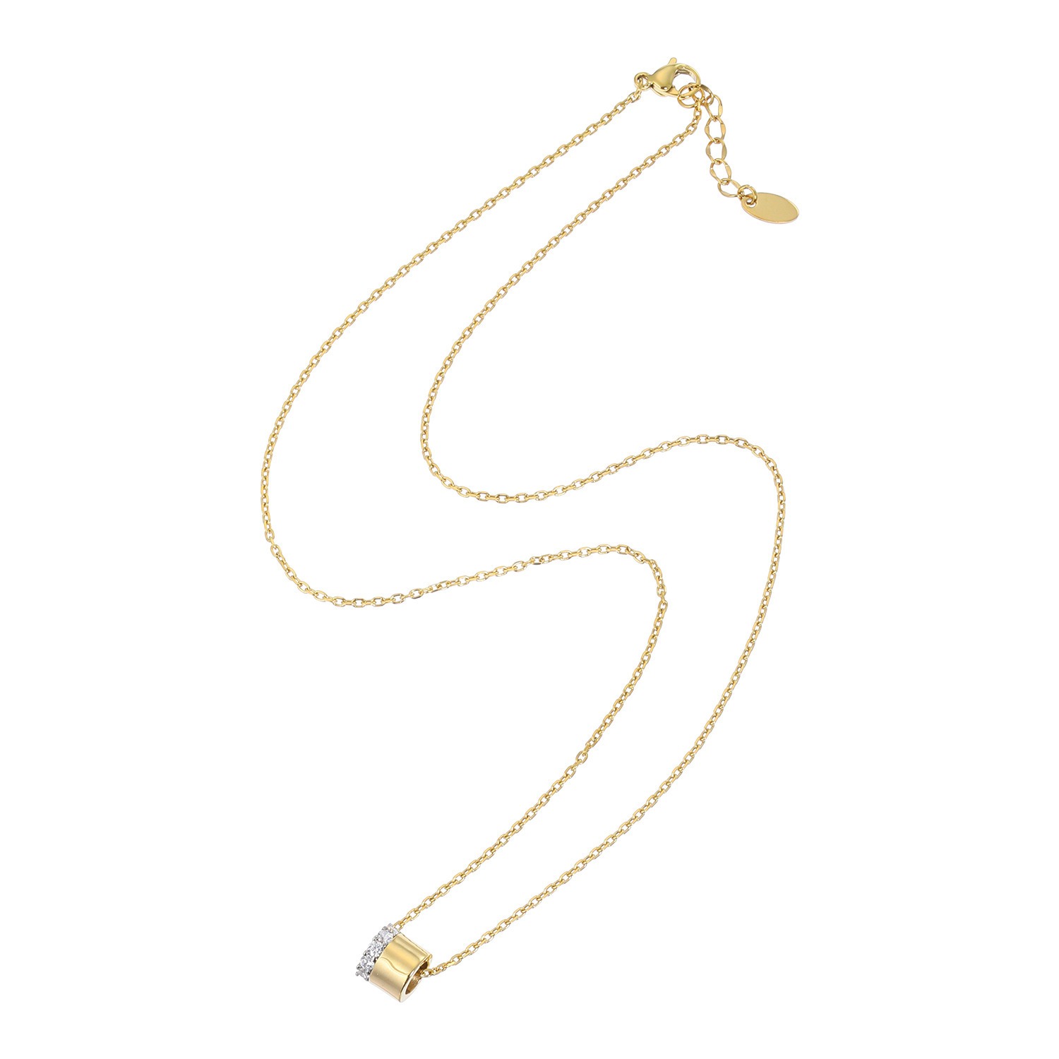 デルークス サージカルステンレス ツートーンデザイン ＣＺペンダント＆ チョーカーセット