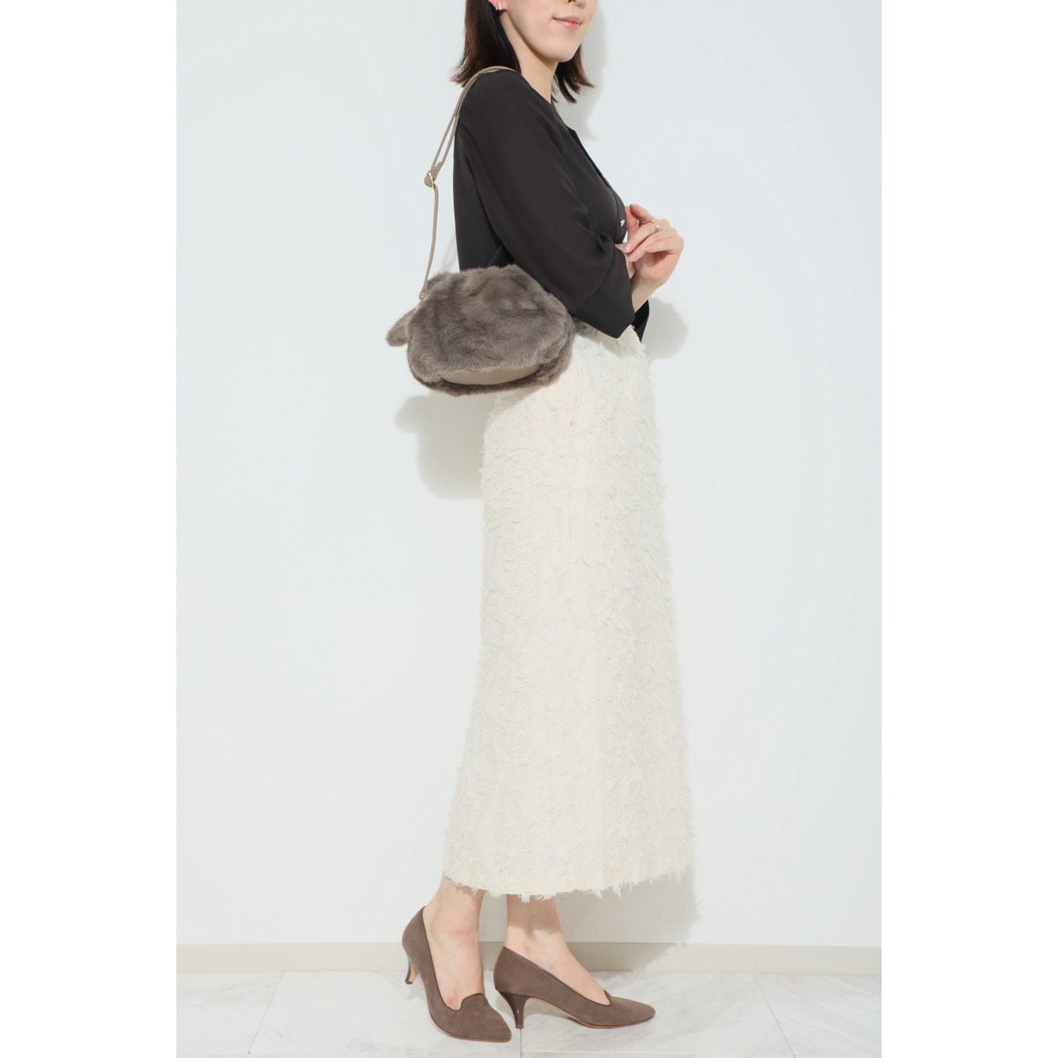 ラルジュ ふわふわ ねこちゃんポシェット