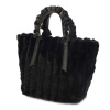 ラルジュ フリルハンドル ふわふわファー トートバッグ