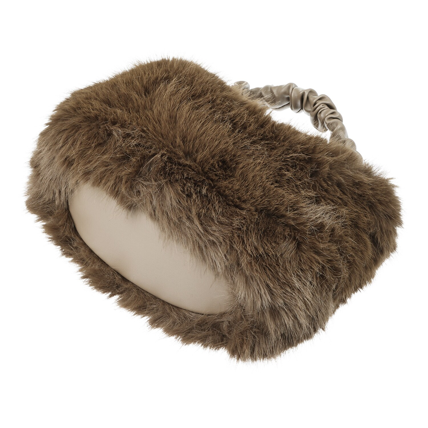 ラルジュ くしゅくしゅハンドル フェイクファー ２ウェイショルダーバッグ