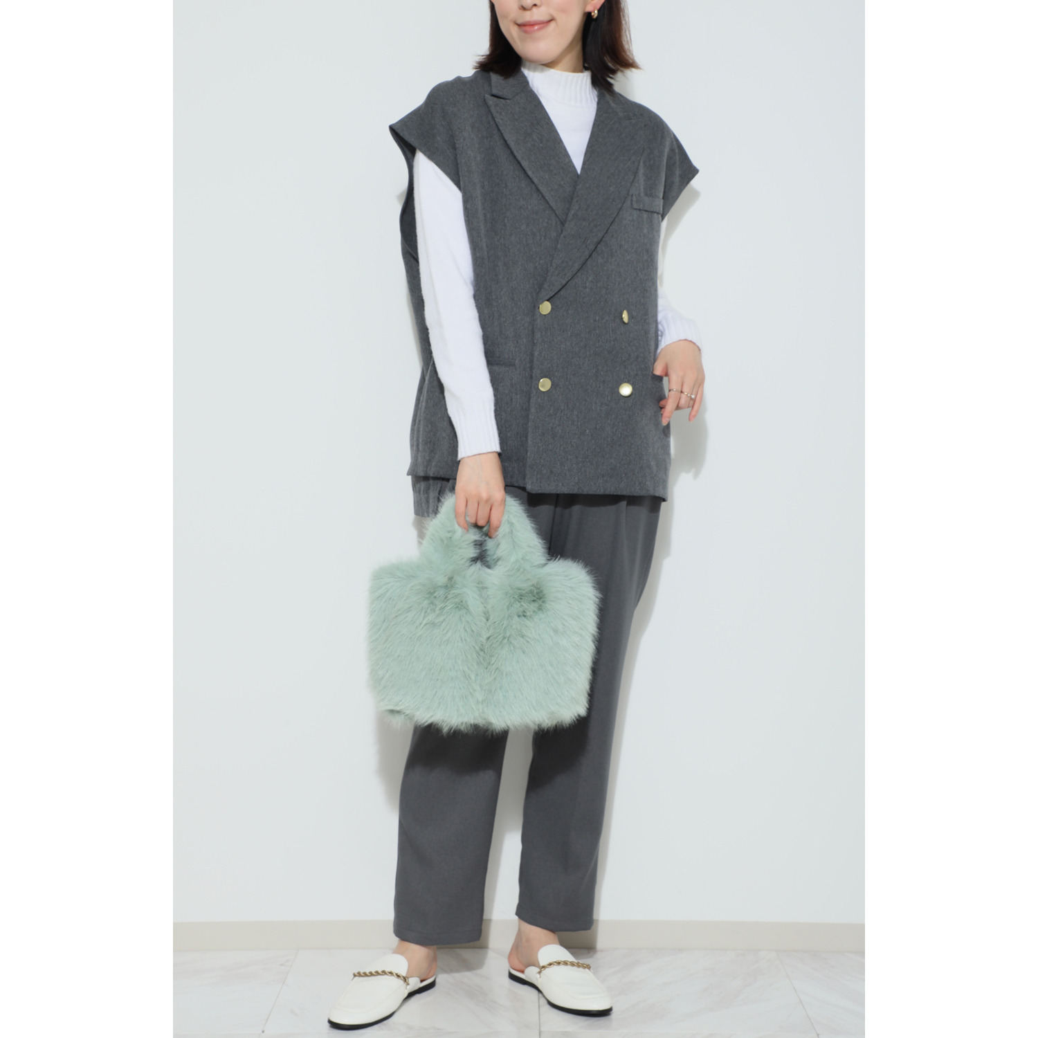 ラルジュ ボリューム フェイクファー トートバッグ