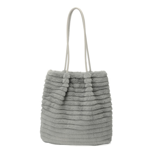 ラルジュ フェイクファートリミング トートバッグ