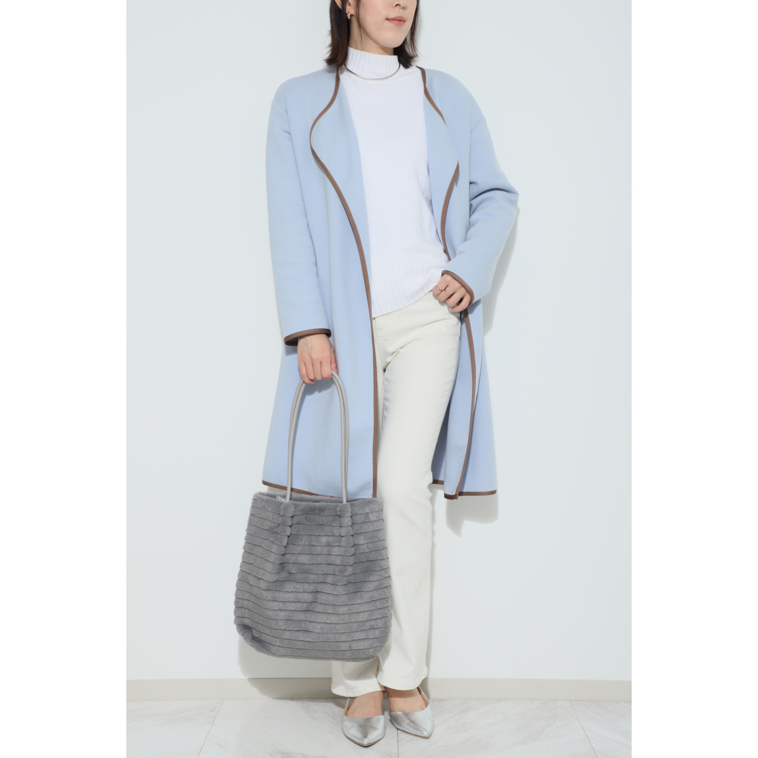 ラルジュ フェイクファートリミング トートバッグ