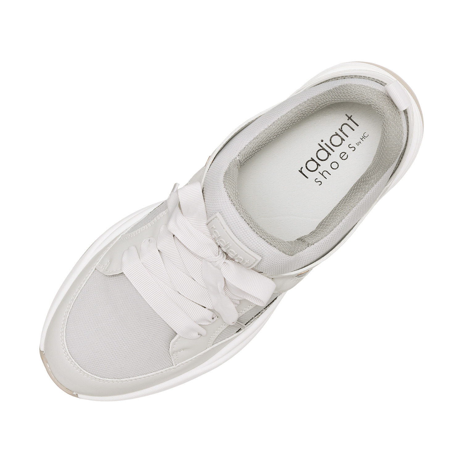 ハッシュドコーデ リボンレースアクセント ヒールアップ ラメスリッポン