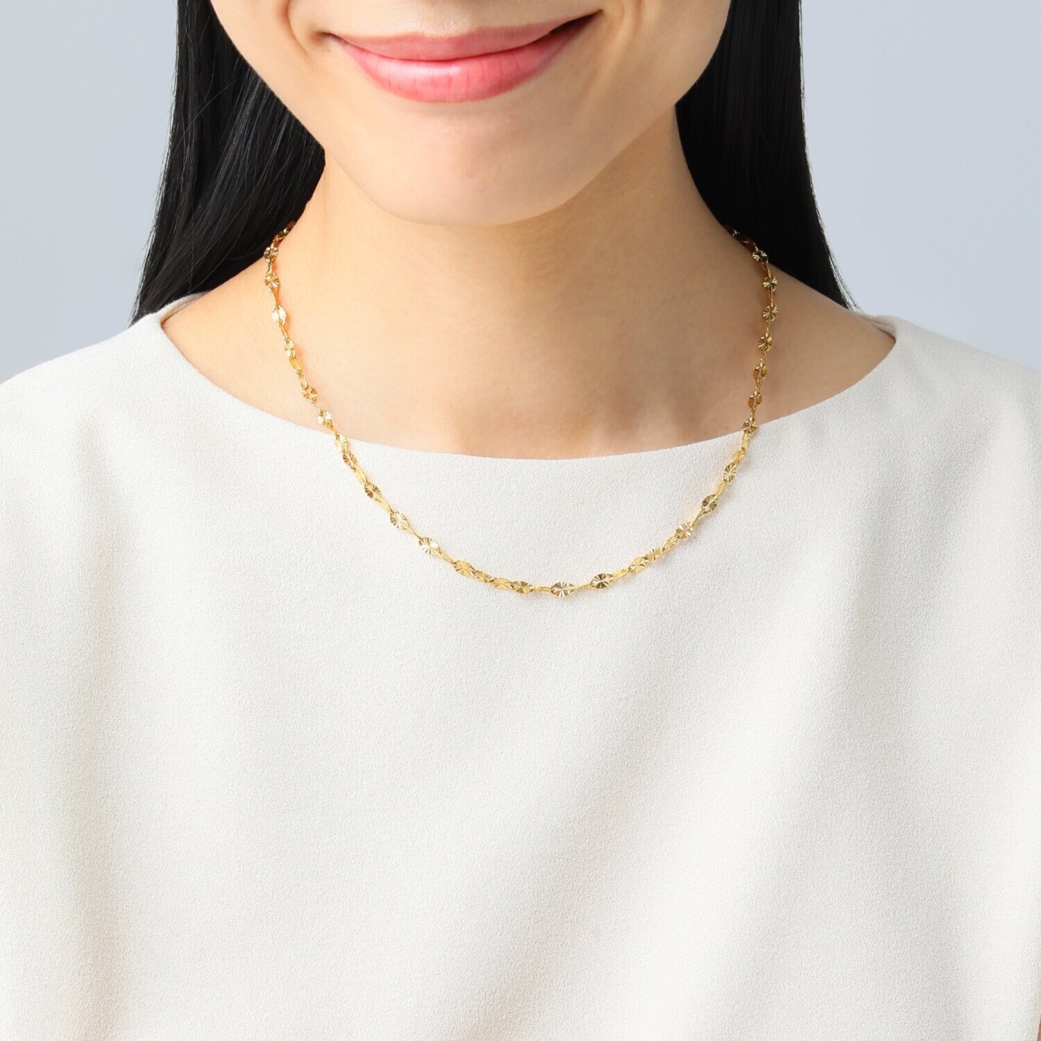 ラフィナリスタ サージカルステンレス 煌めきＭＡＸ ペタルチェーン ネックレス