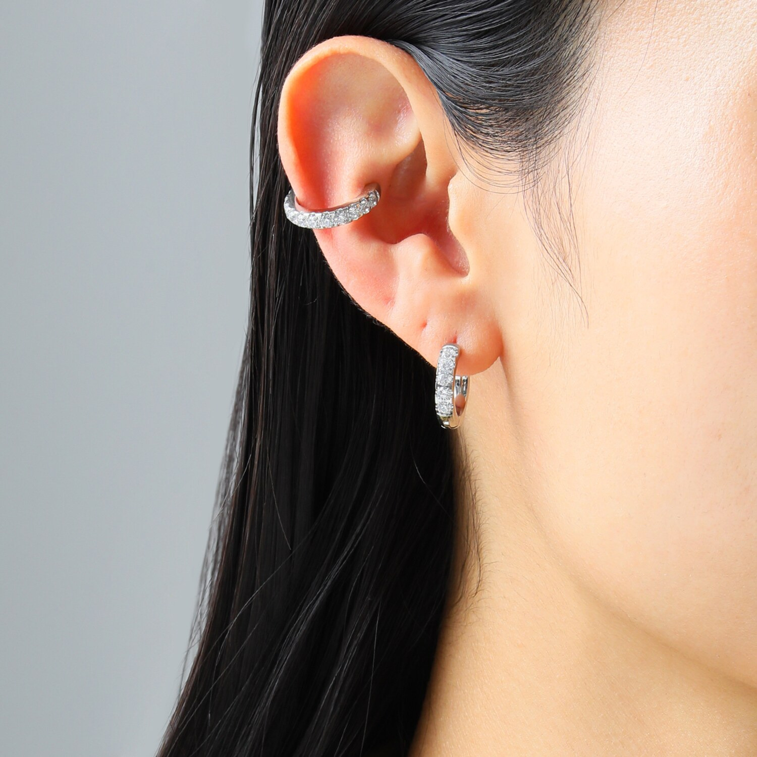 ラフィナリスタ サージカルステンレス ＣＺ フレンチセッティング キャッチレス フープピアス