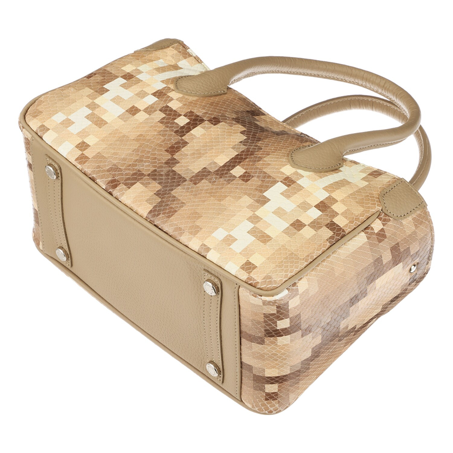 エーディーエムジェイ イタリアンレザー パイソン型押し ２ウェイミニトートバッグ