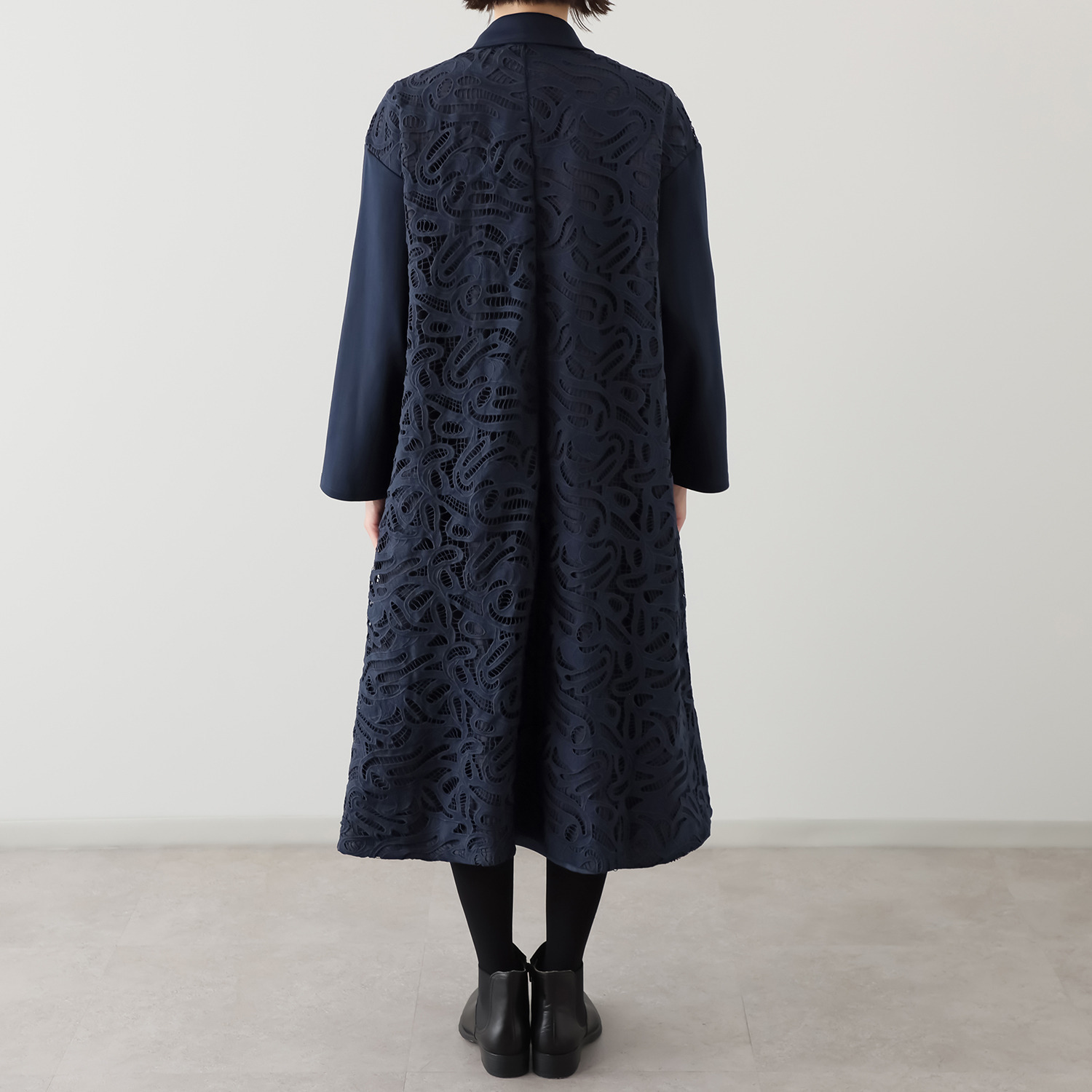 ベルデニム レース切替 オーバーサイズシルエット デザインコート