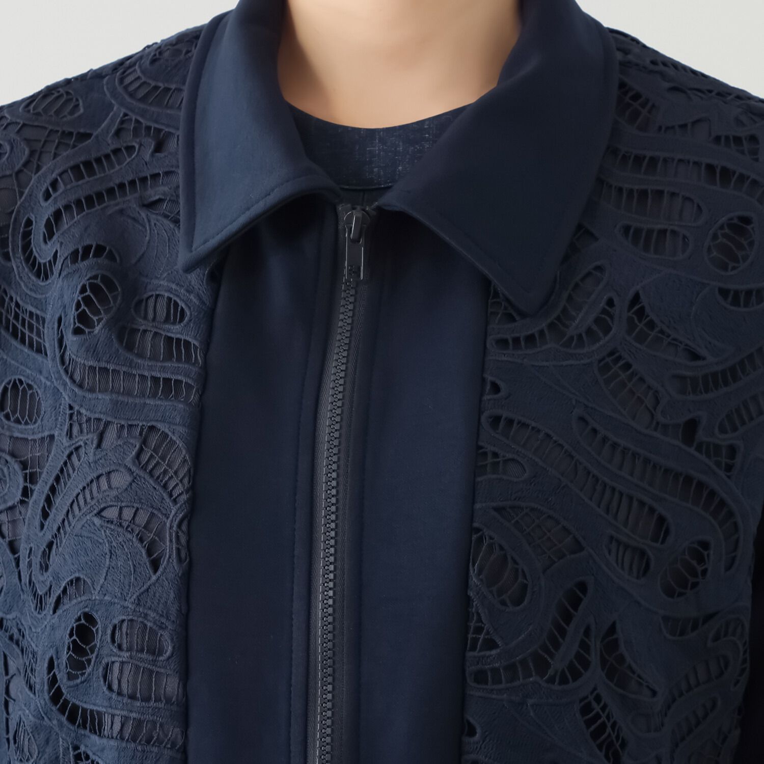 ベルデニム レース切替 オーバーサイズシルエット デザインコート