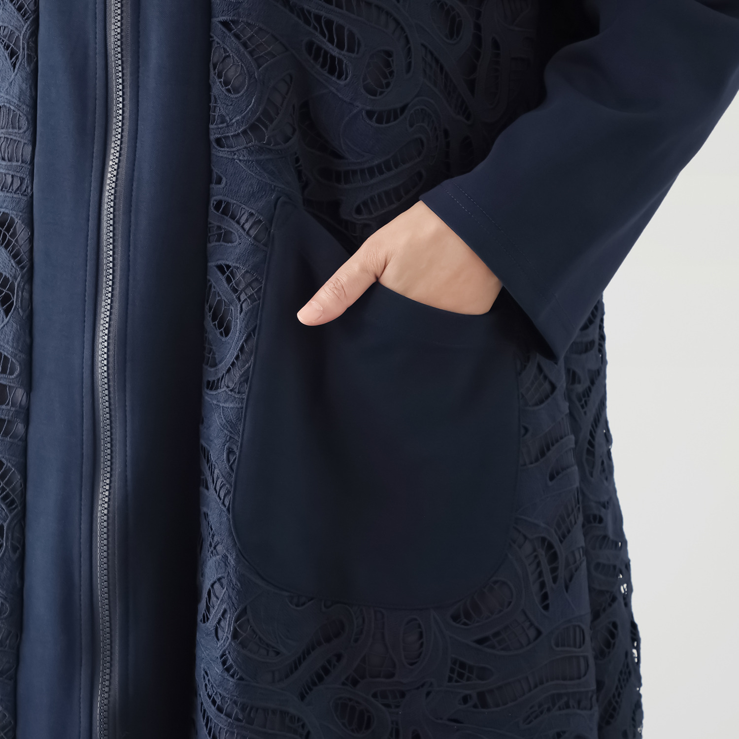 ベルデニム レース切替 オーバーサイズシルエット デザインコート