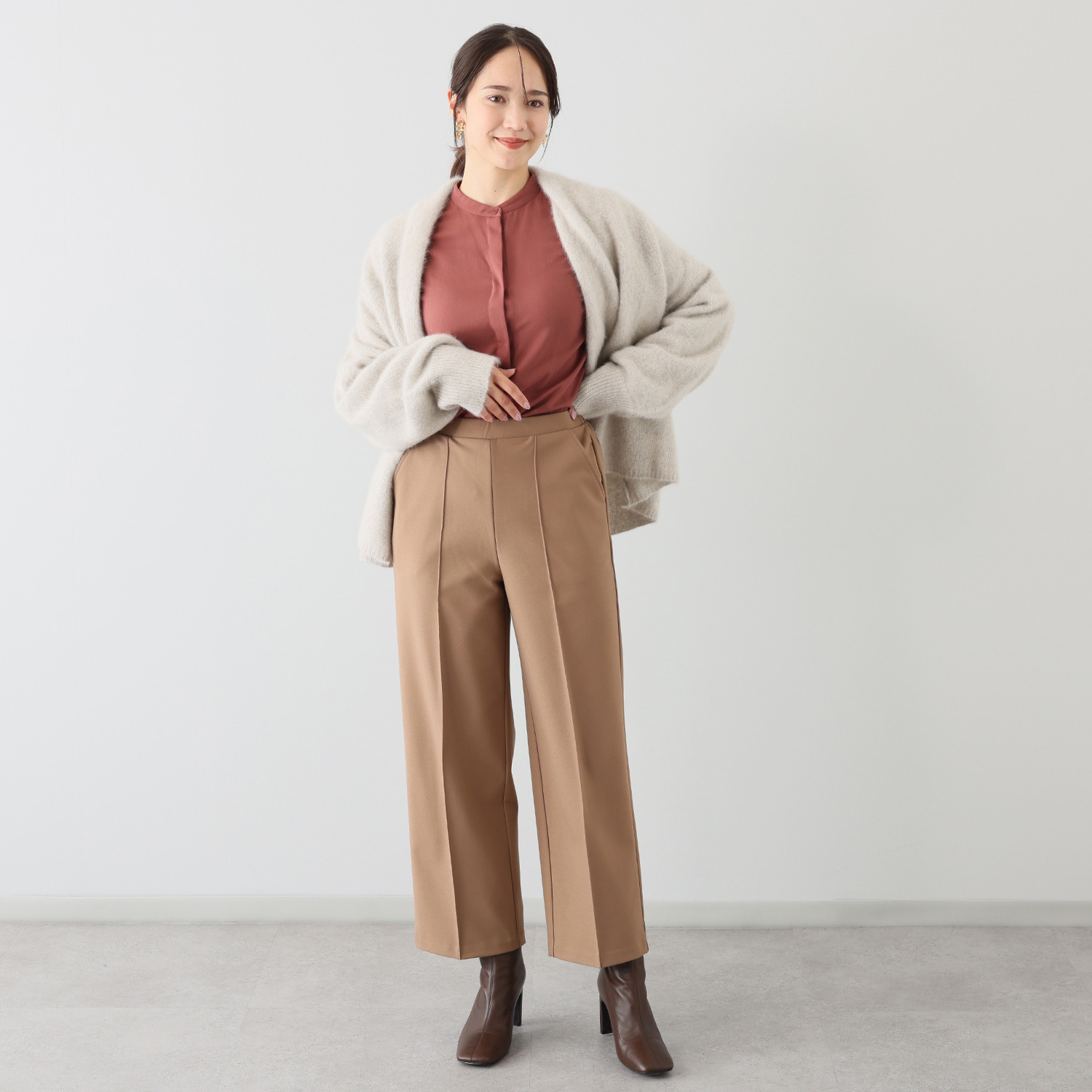 ＴＡＫＵＭＩＢＡ 吸湿発熱 ウーリッチウォーム イージーワイドスラックス ＜股下６５ｃｍ＞