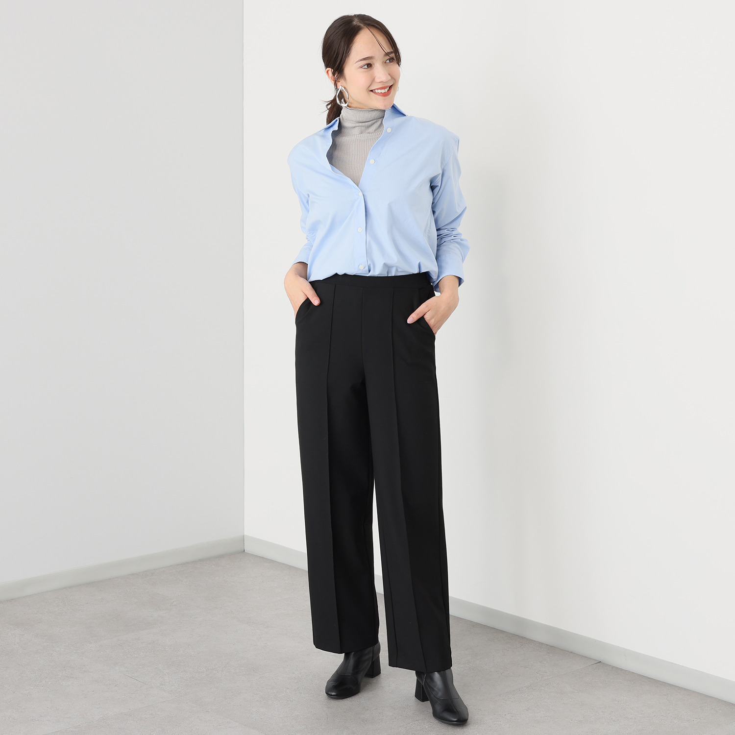 ＴＡＫＵＭＩＢＡ 吸湿発熱 ウーリッチウォーム イージーワイドスラックス ＜股下７０ｃｍ＞