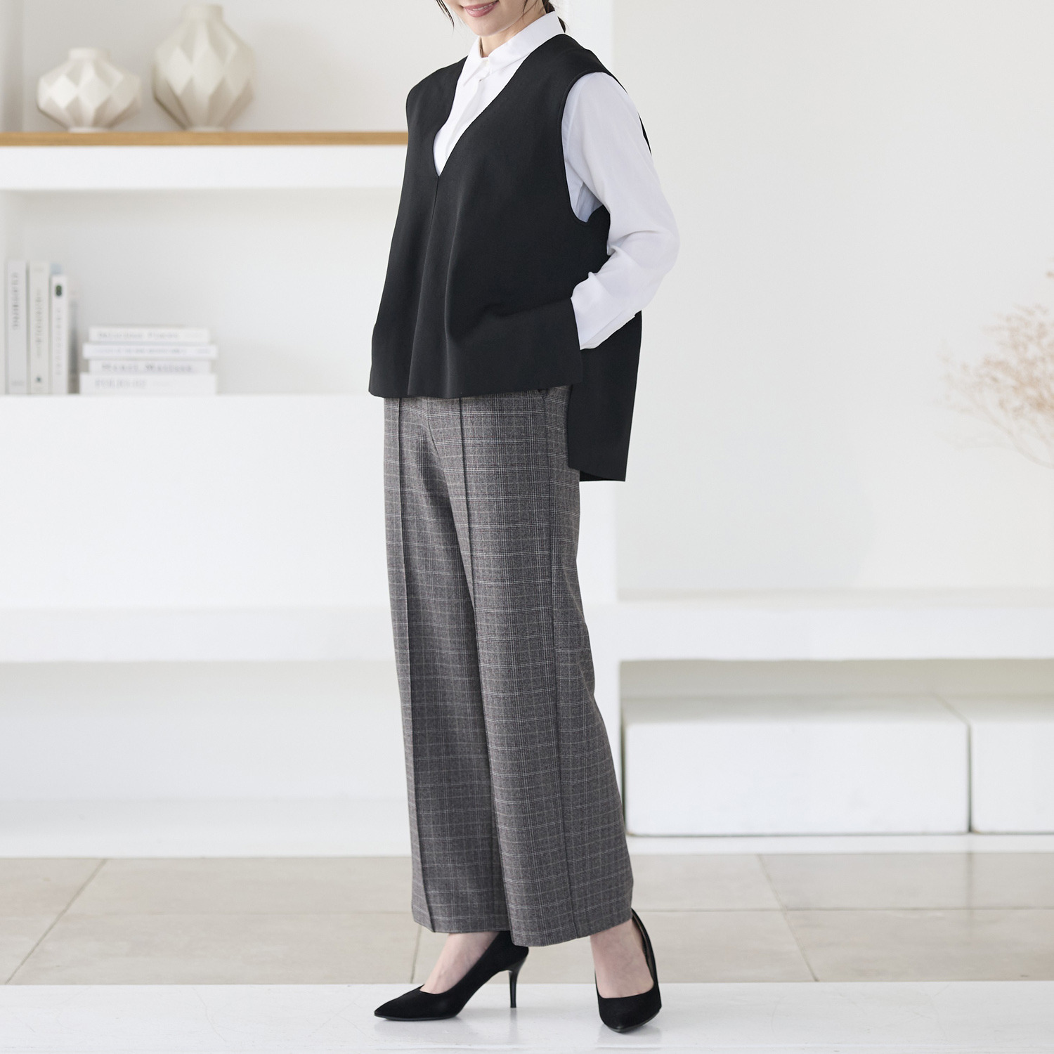 ＴＡＫＵＭＩＢＡ 吸湿発熱 ウーリッチウォーム イージーワイドスラックス ＜股下７０ｃｍ＞