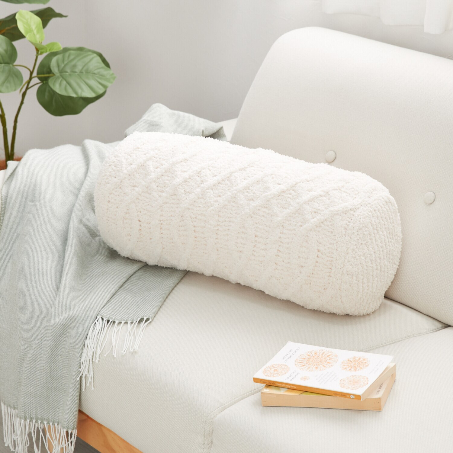 大津毛織 吸湿発熱ホットテックス ふわふわモコモコ ファンシーヤーン ボルスタークッション