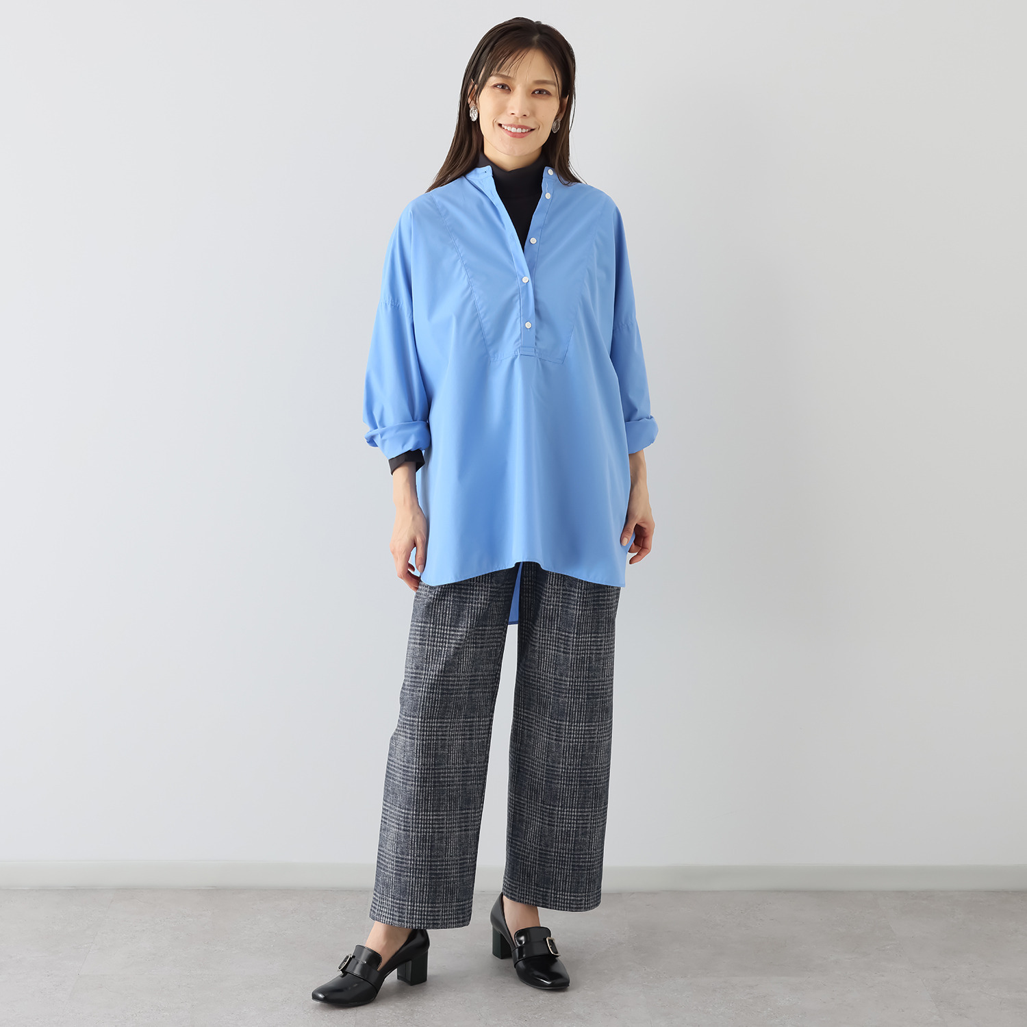 ピーツー 吸湿発熱・吸放湿 裏起毛セミワイドパンツ