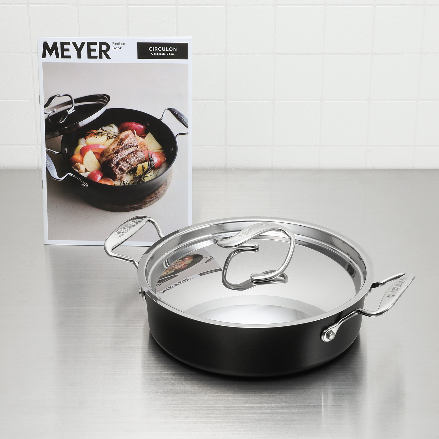 マイヤー すき焼きや鍋料理は勿論！ フライパンとしても 使える両手鍋 サーキュロン両手浅型鍋 ＜２４ｃｍ＞