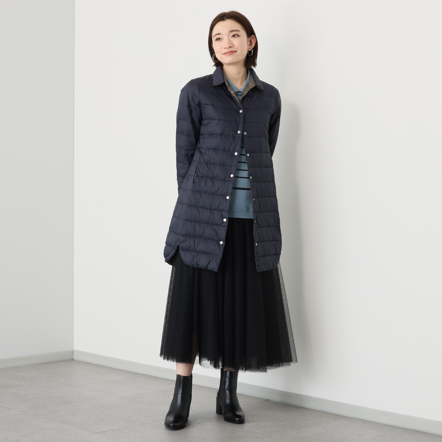 アンリック　オー　ブルー ウルトラ軽量 次世代ミックスダウン ステンカラーコート