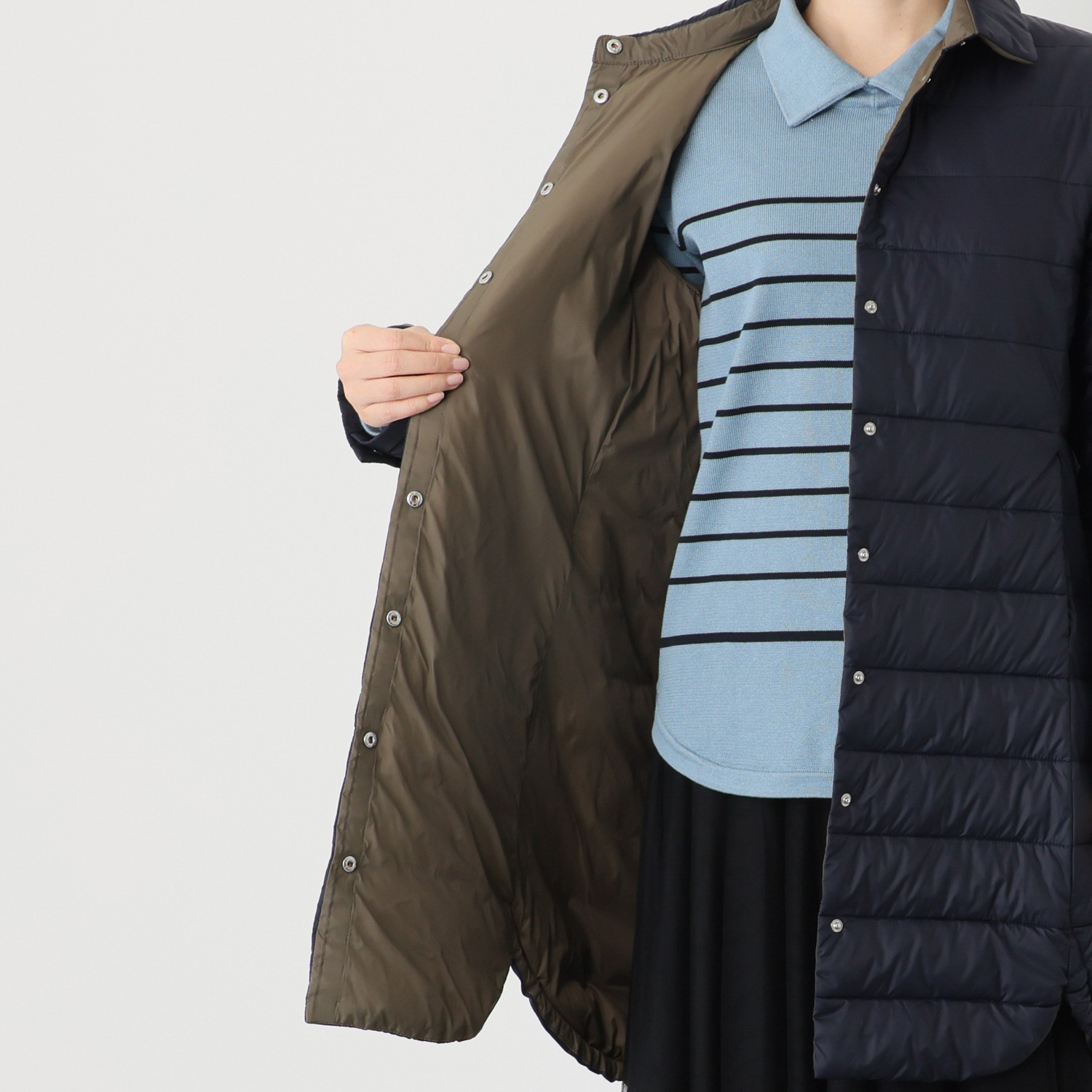 アンリック　オー　ブルー ウルトラ軽量 次世代ミックスダウン ステンカラーコート