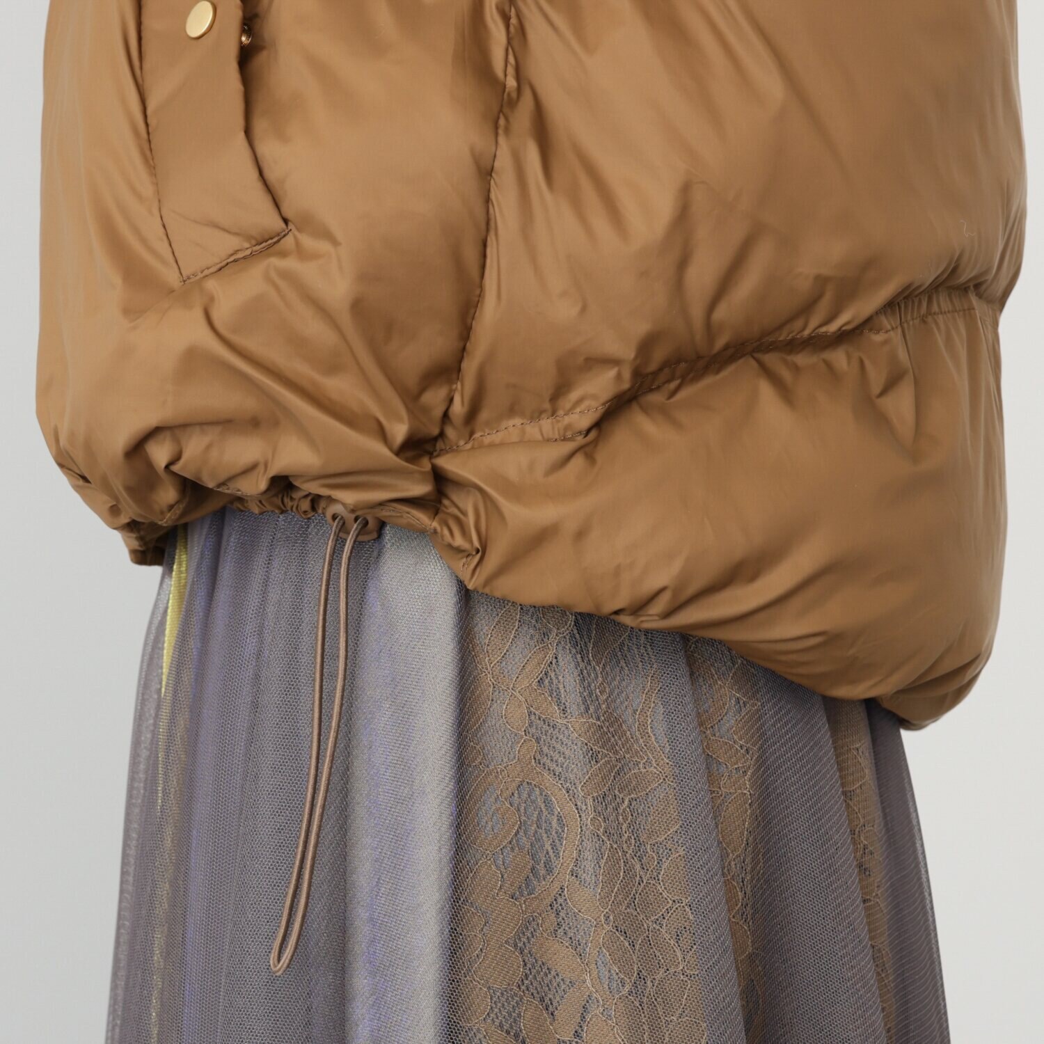 アンリック　オー　ブルー ファイバーダウン ニット切替デザイン フーディーベスト