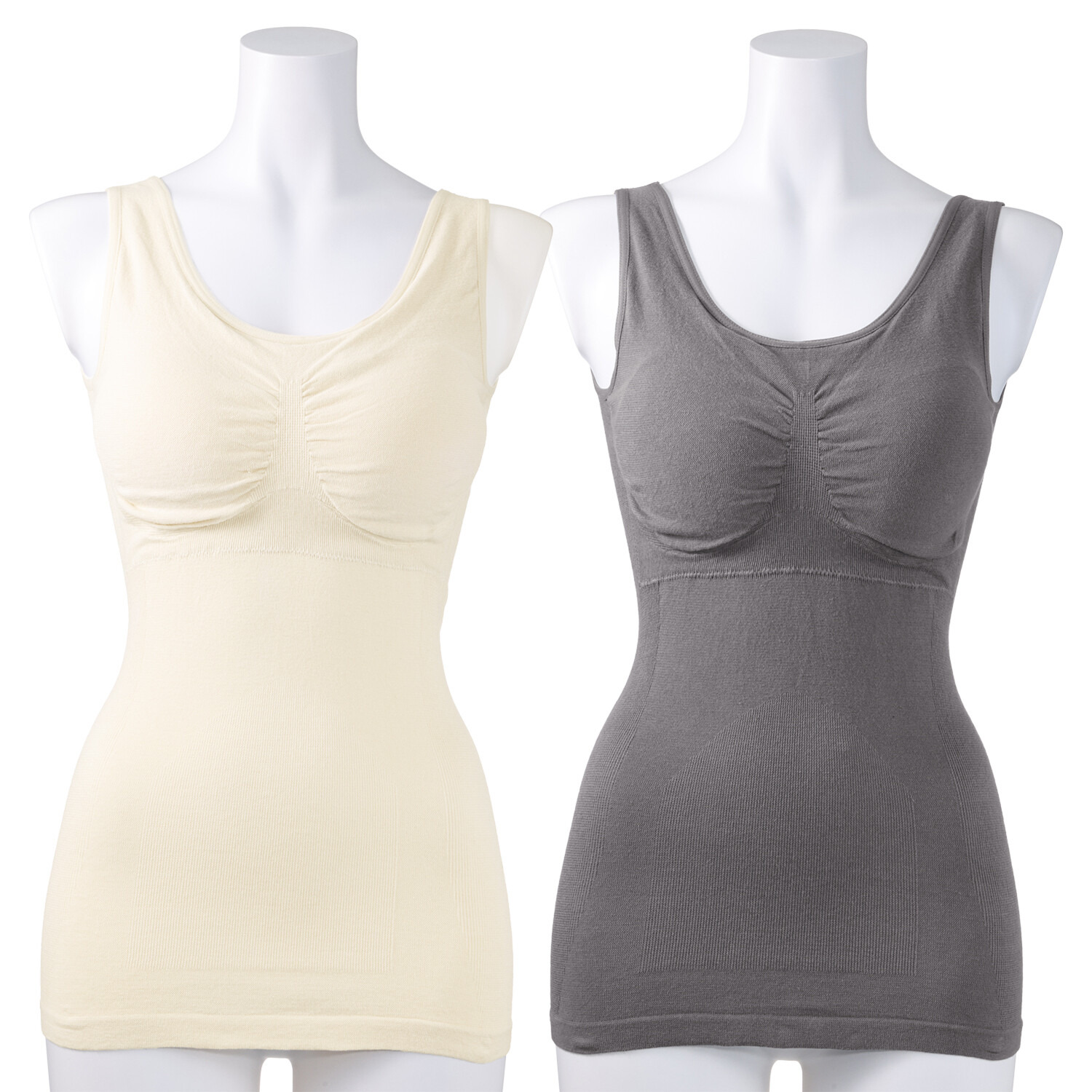 ジュエル ぐ〜んと伸びる やさしくフィット ヒアルロン酸加工 綿混素材の成型編 カップ付タンク２枚セット