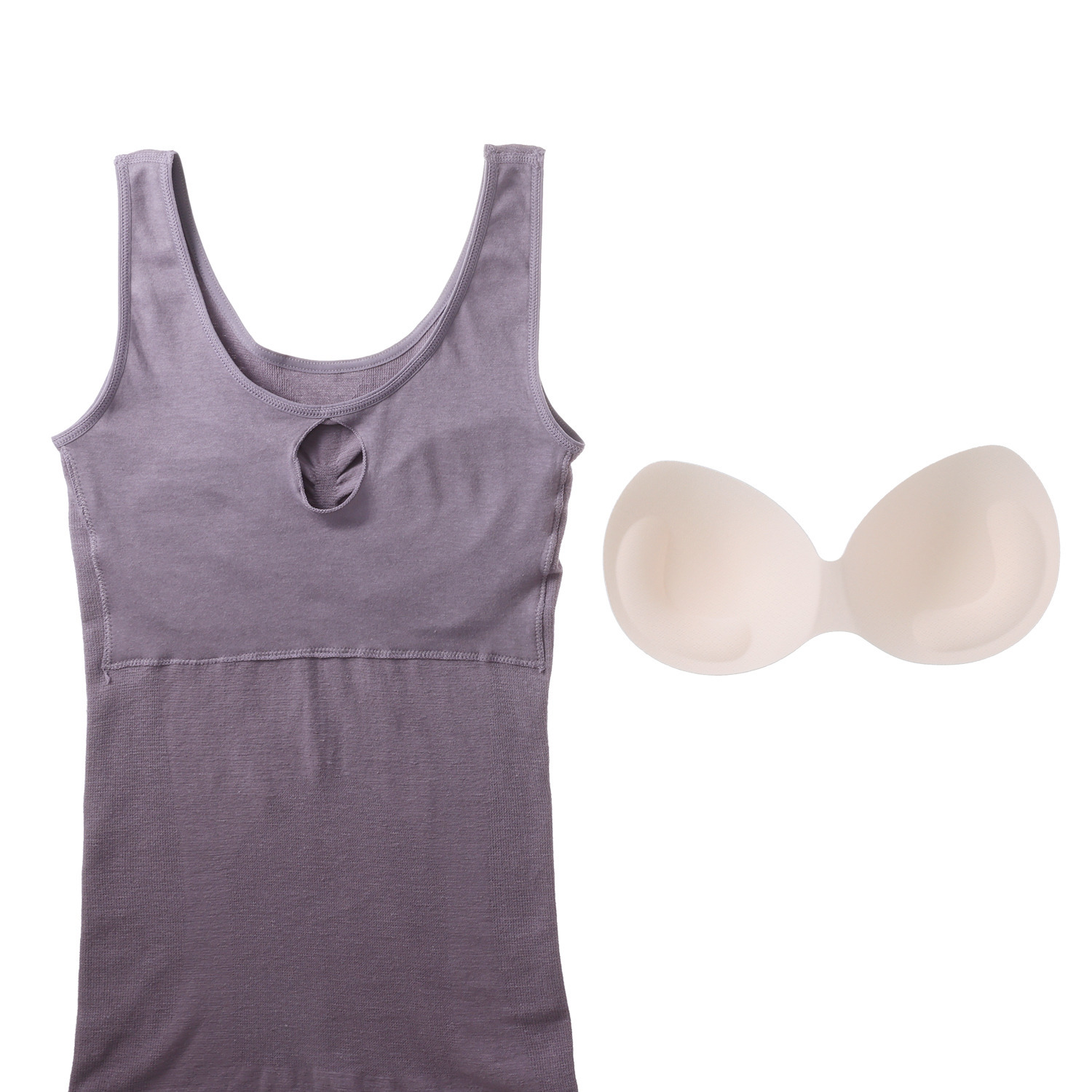 ジュエル ぐ〜んと伸びる やさしくフィット ヒアルロン酸加工 綿混素材の成型編 カップ付タンク２枚セット