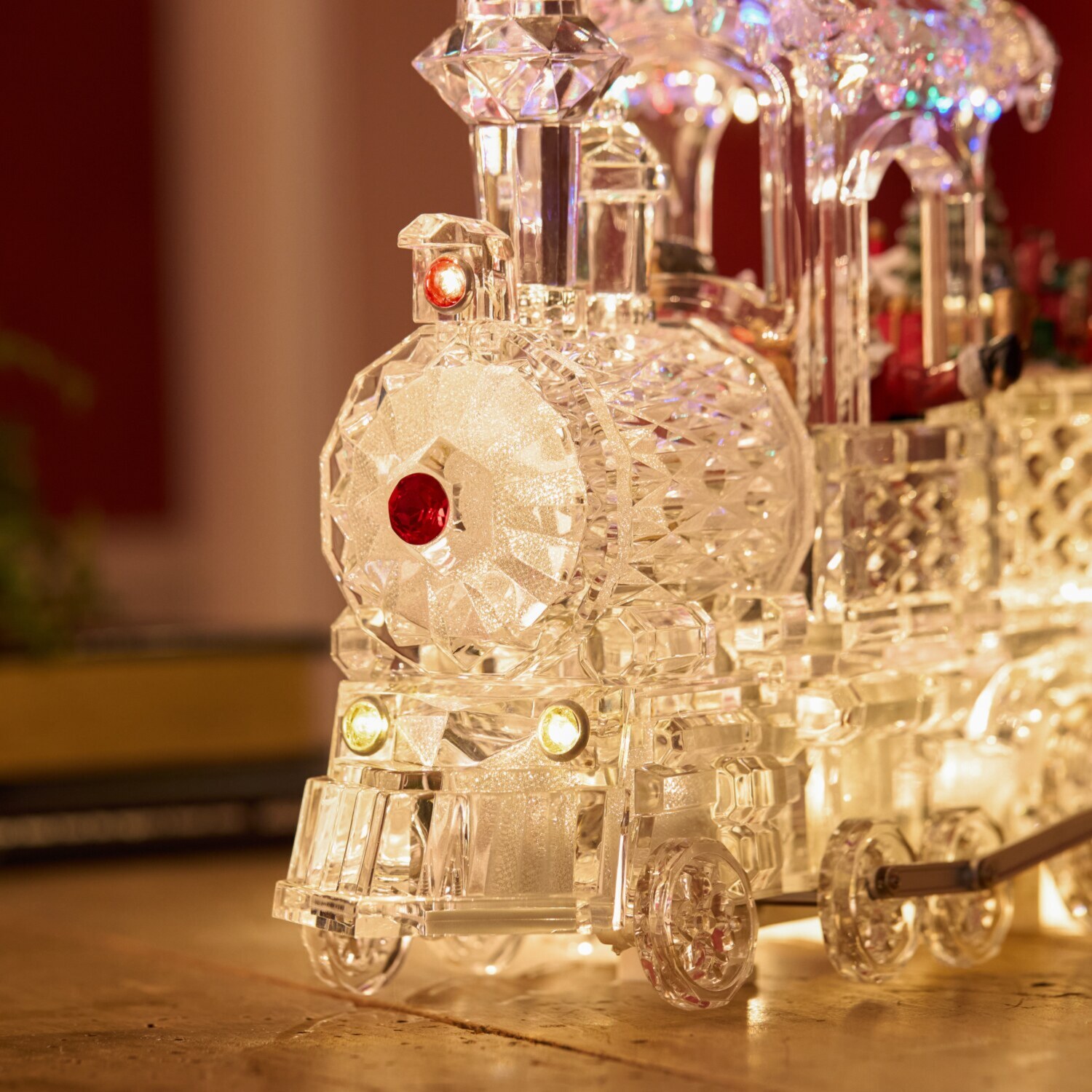 氷のような透明感！ アクリルサンタトレイン ライトスタンド