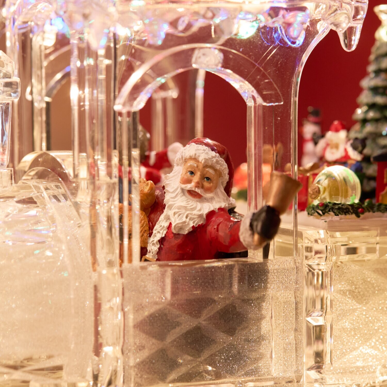 氷のような透明感！ アクリルサンタトレイン ライトスタンド