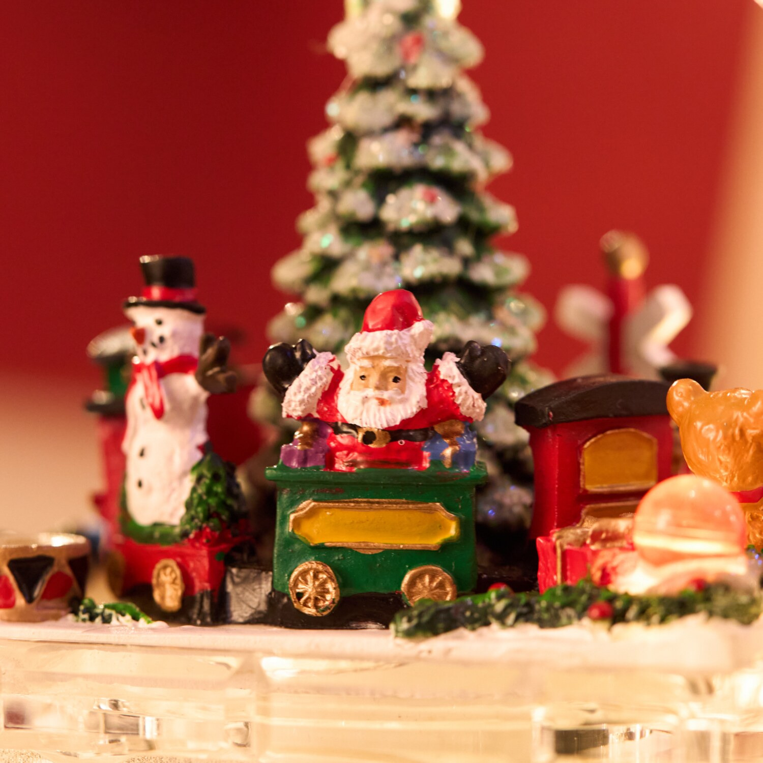 氷のような透明感！ アクリルサンタトレイン ライトスタンド