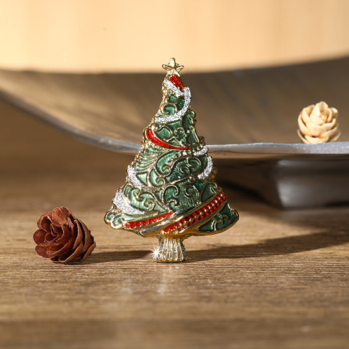 キラキラ 銀色のラメがゴージャス! グリーンツリーブローチ キラキラ 銀色のラメがゴージャス! グリーンツリーブローチ