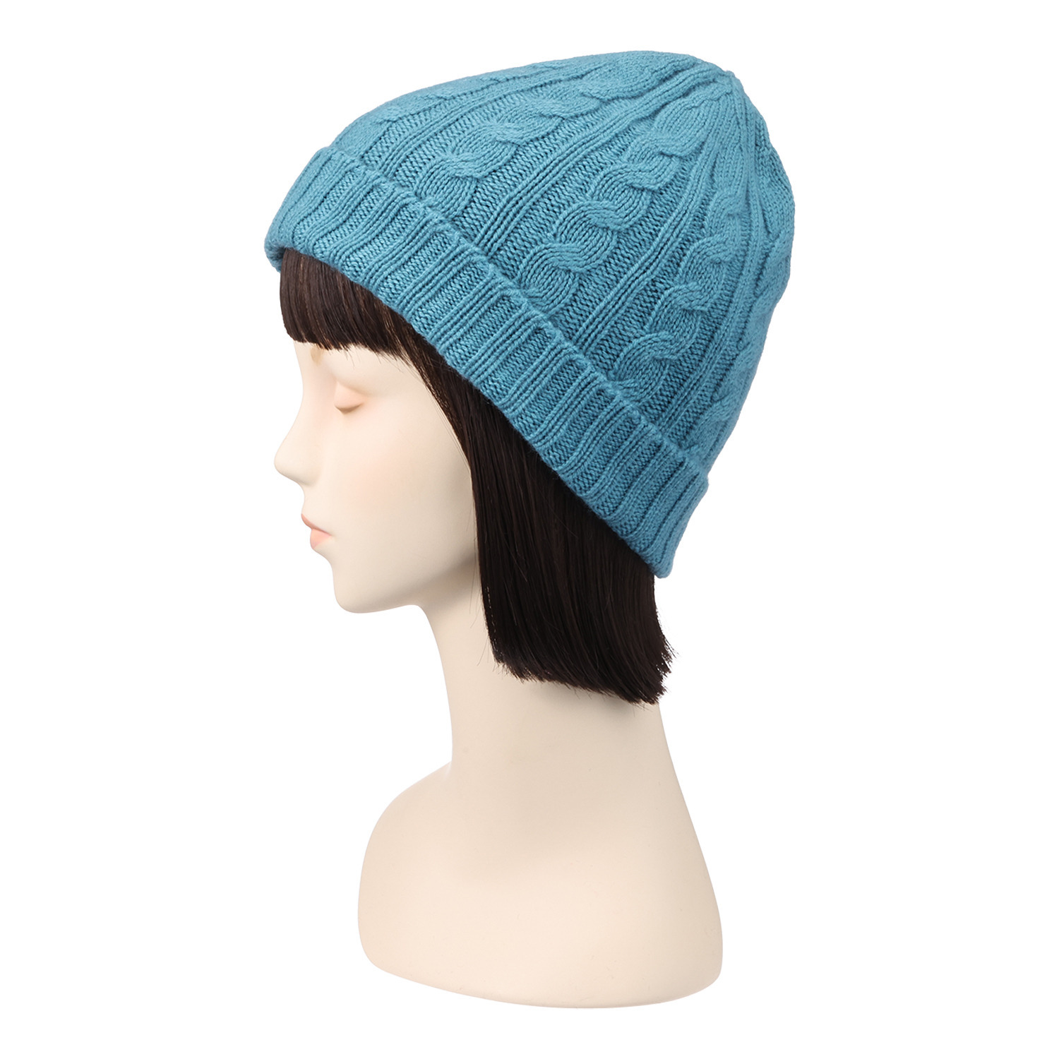 カシミコ ウールカシミヤ ケーブル柄 ニット帽