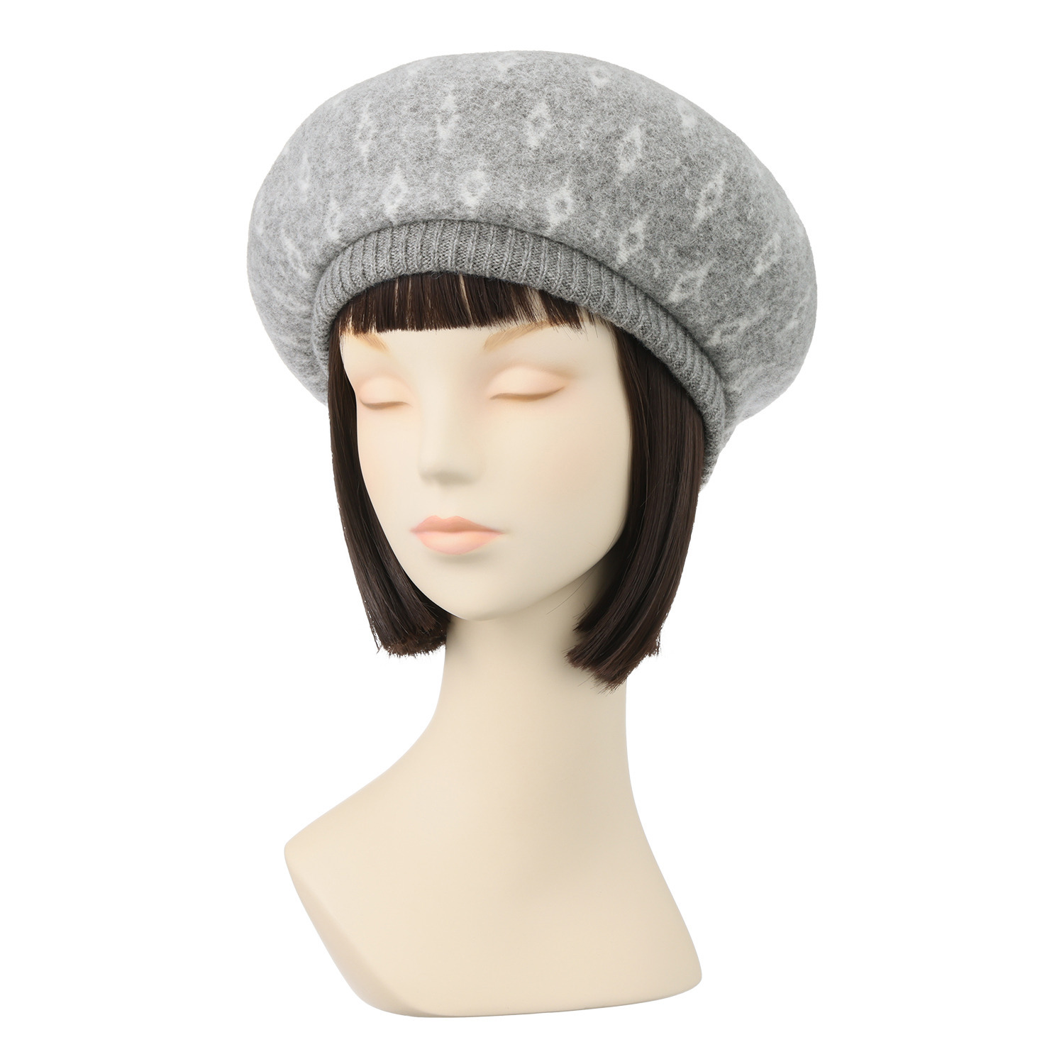 ベルモード ダイヤ柄縮絨ベレー帽